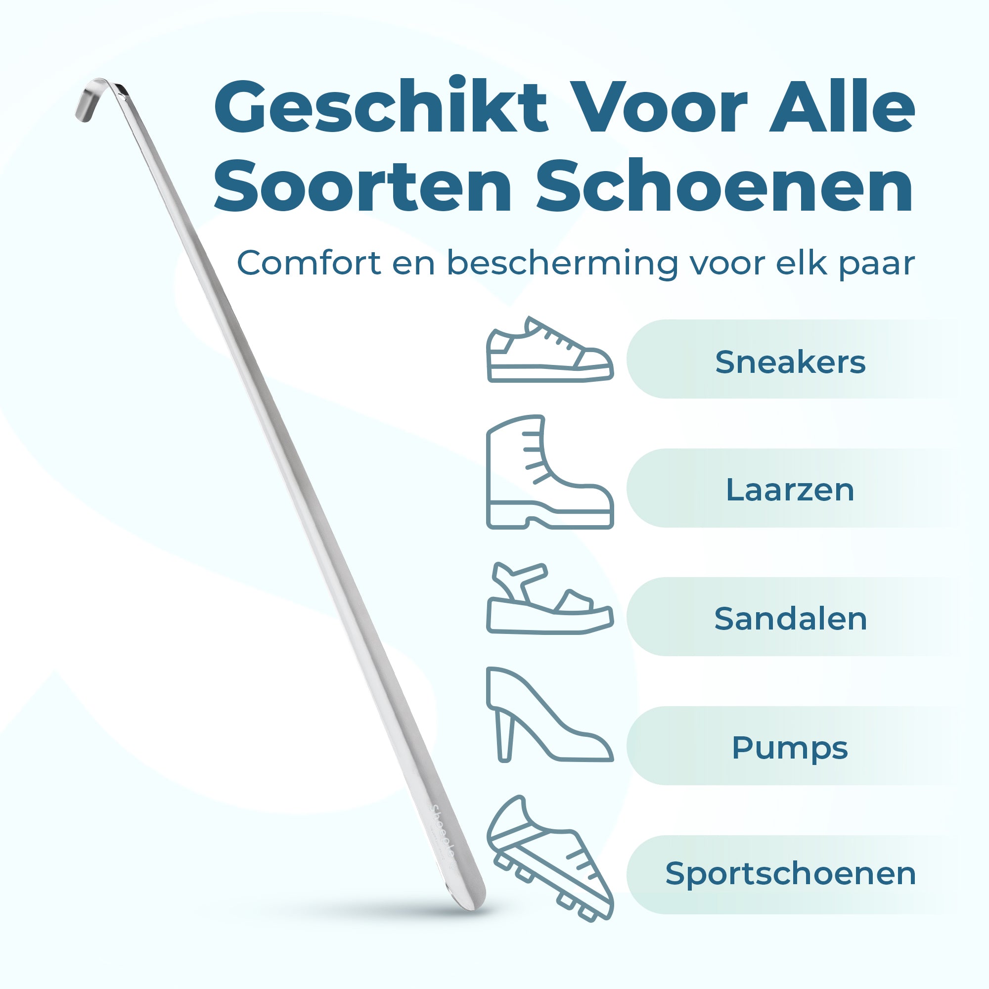 Shoeple Schoenlepel - 80cm Lang - RVS Duurzaam en extra sterk - Zilver