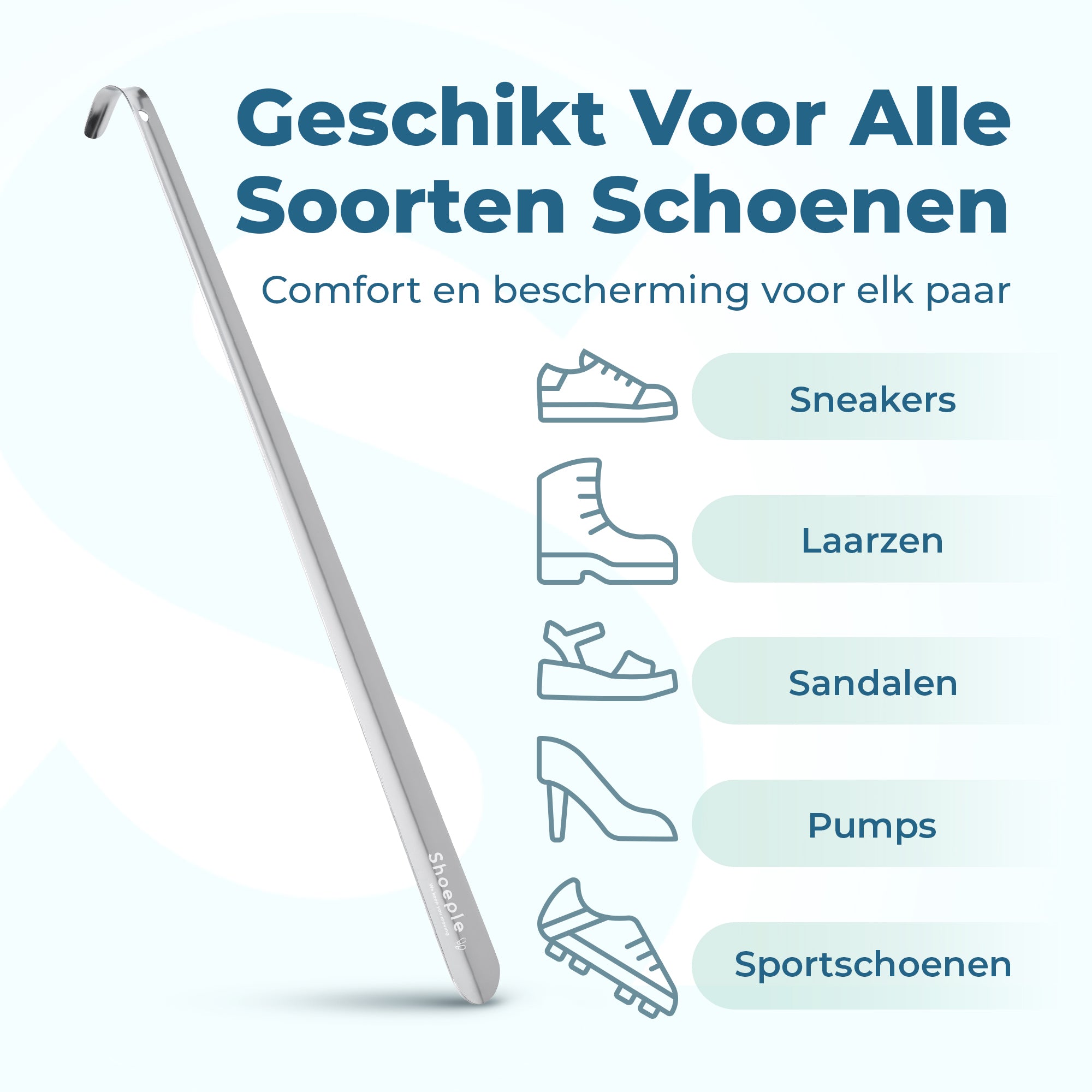 Shoeple Schoenlepel - 58cm Lang - RVS Duurzaam en extra sterk - Zilver