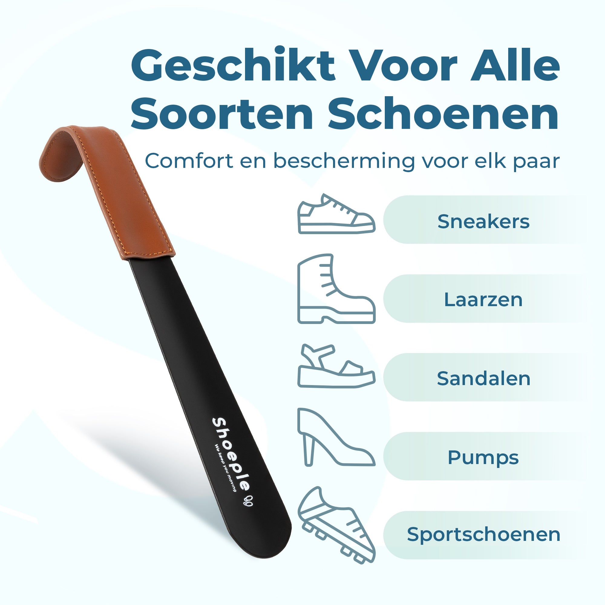 Shoeple Schoenlepel - 30cm Lang - RVS Duurzaam en extra sterk - Zwart