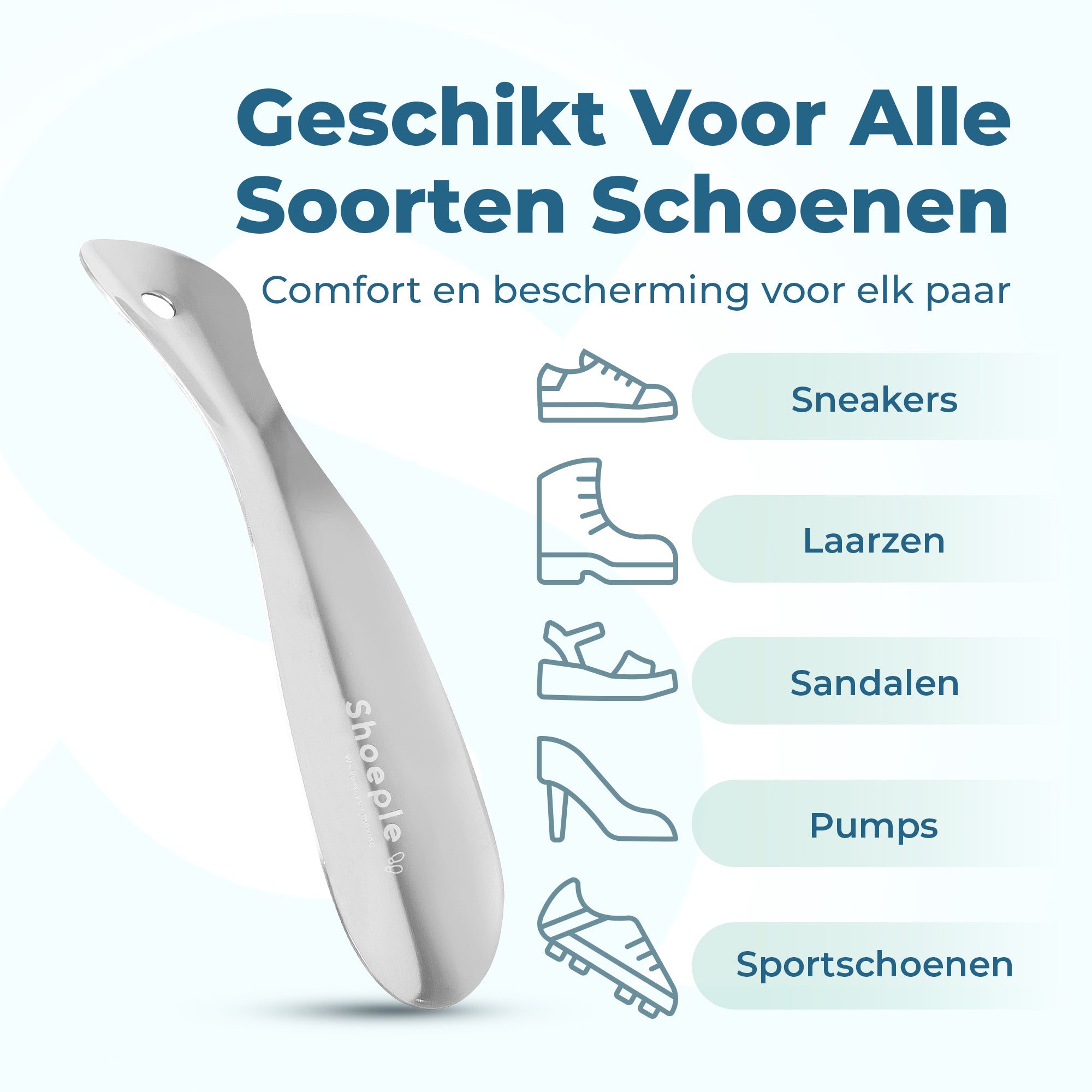 Shoeple Schoenlepel - 18,5cm Lang - RVS Duurzaam en extra sterk - Zilver