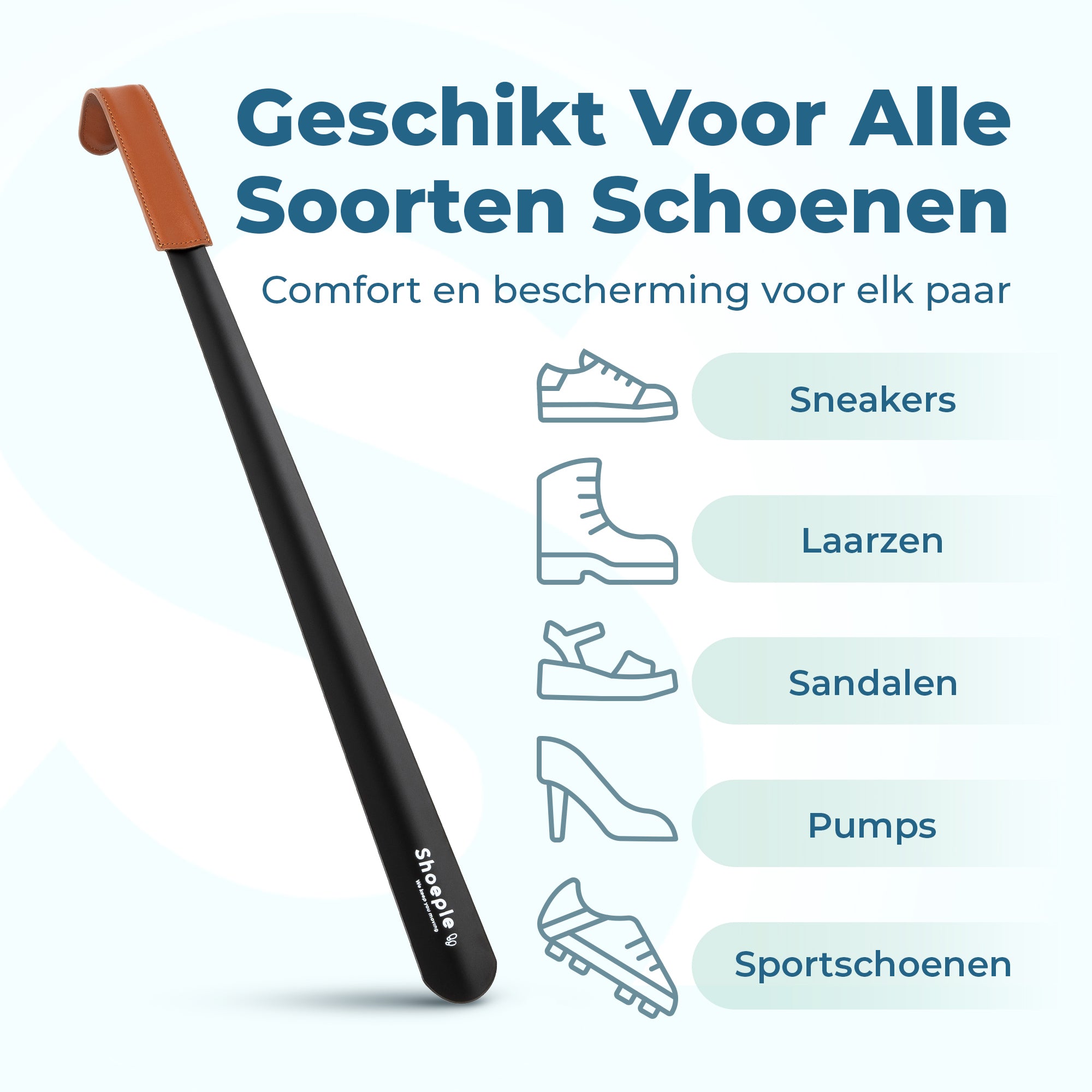 Shoeple Schoenlepel - 58cm Lang - RVS Duurzaam en extra sterk - Zwart