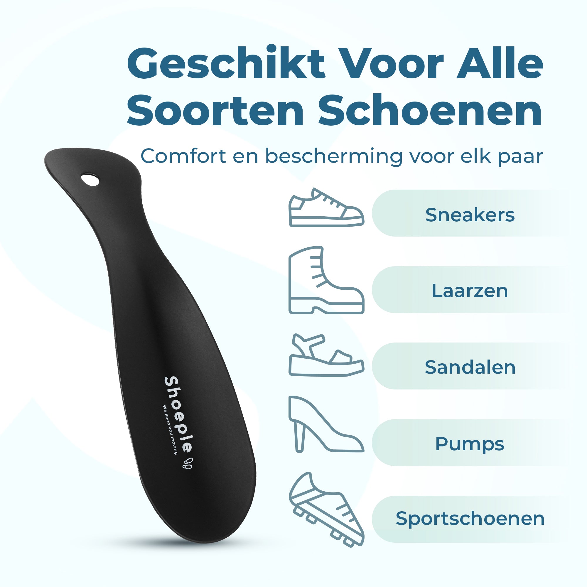Shoeple Schoenlepel - 18,5cm Lang - RVS Duurzaam en extra sterk - Zwart