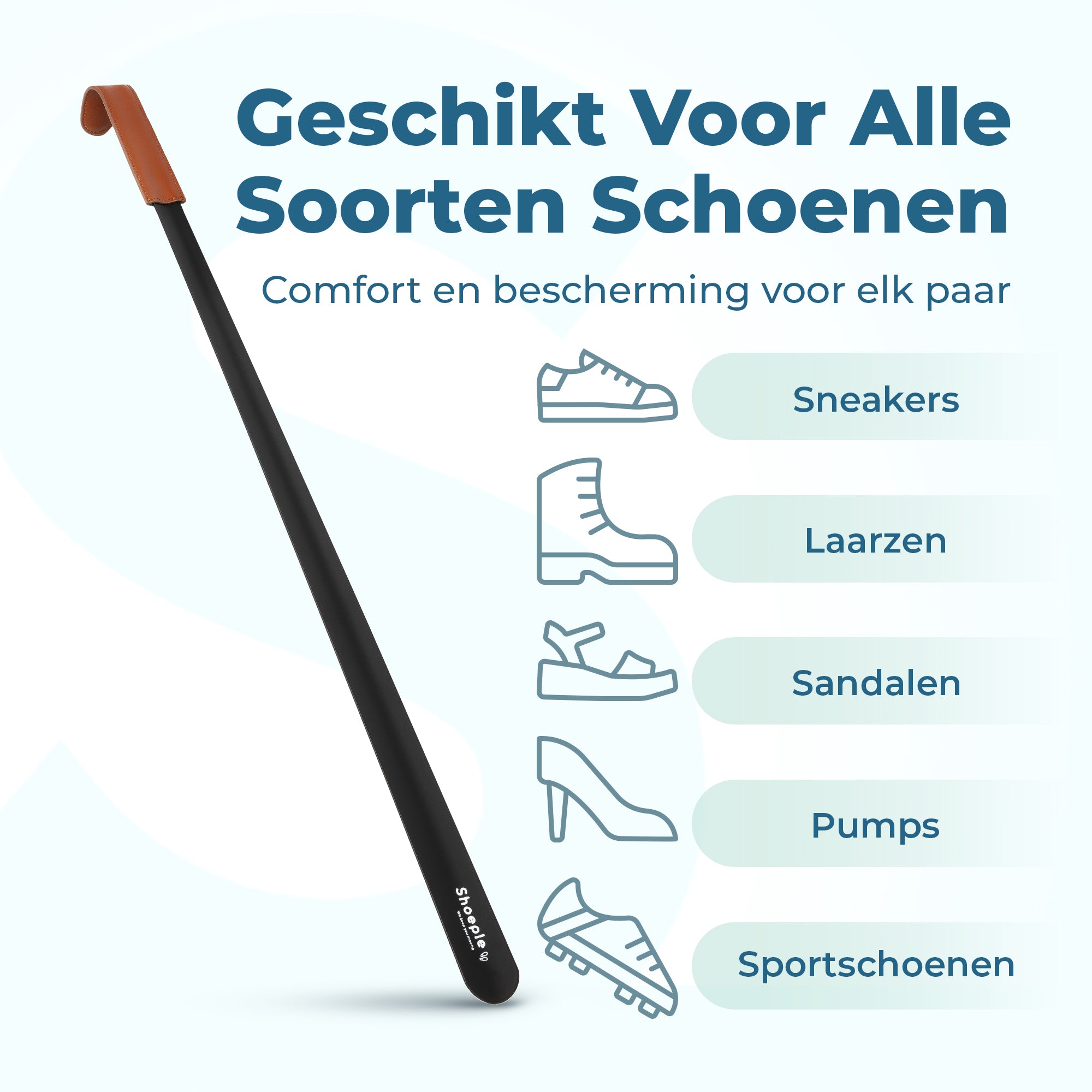 Shoeple Schoenlepel - 80cm Lang - RVS Duurzaam en extra sterk - Zwart
