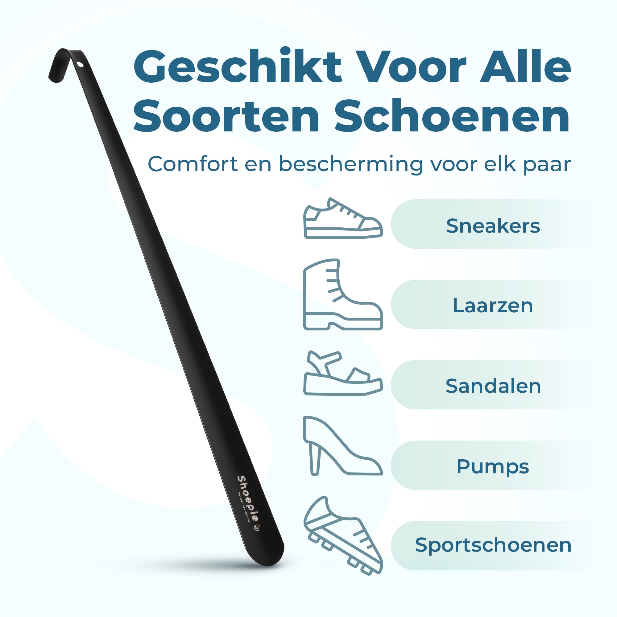 Shoeple Schoenlepel - 58cm Lang - RVS Duurzaam en extra sterk - Zwart