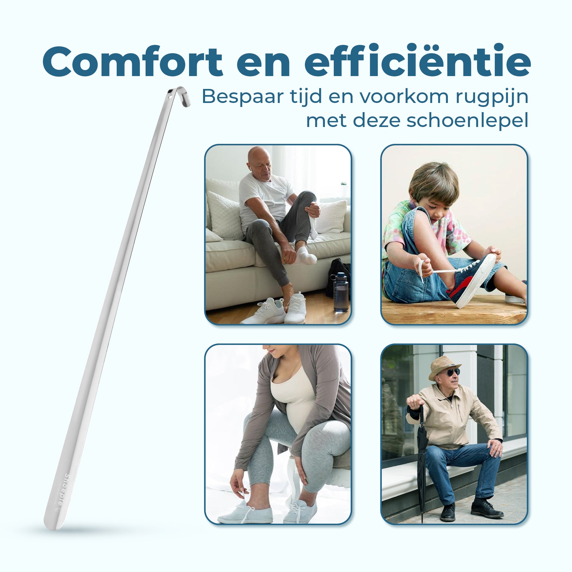 Shoeple Schoenlepel - 80cm Lang - RVS Duurzaam en extra sterk - Zilver