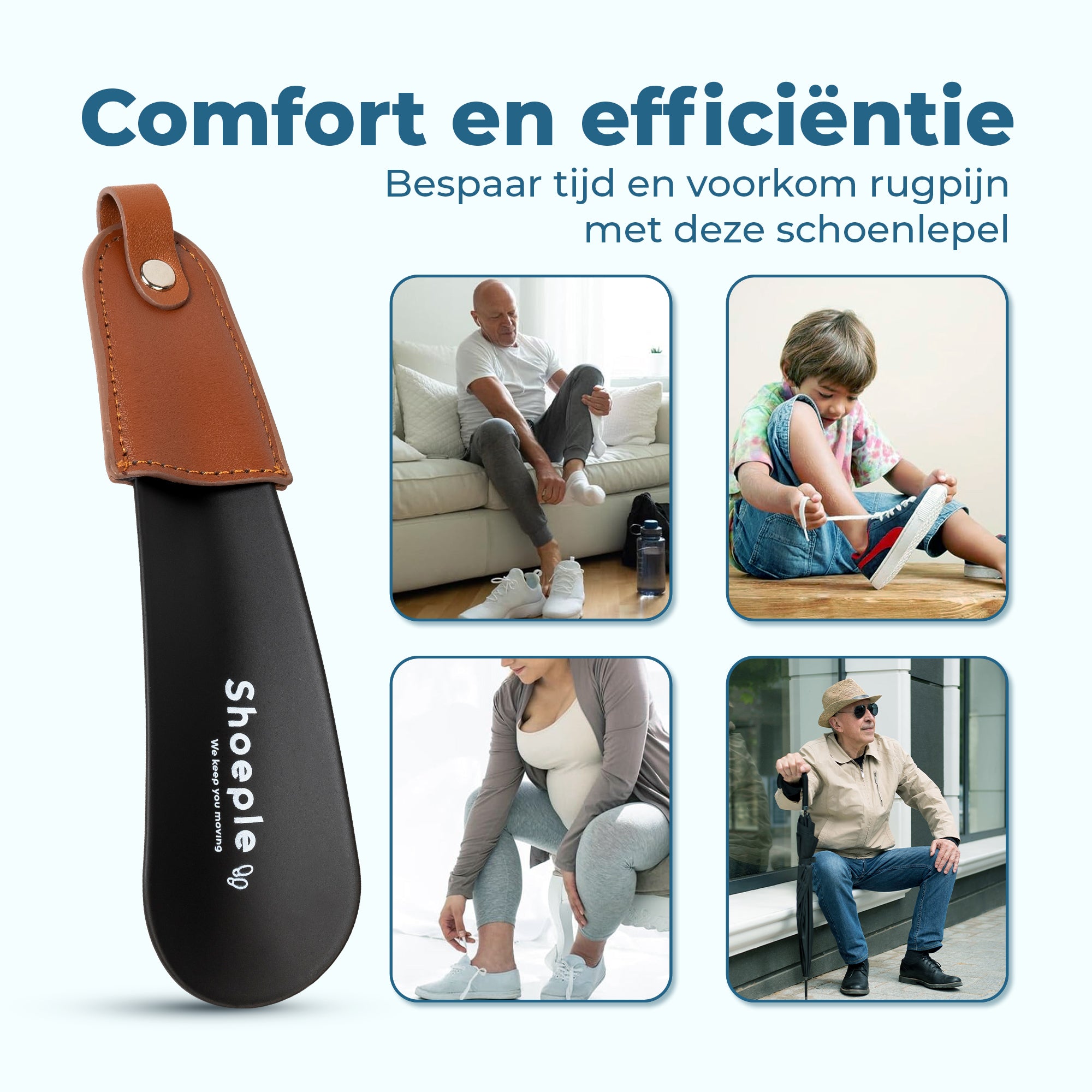Shoeple Schoenlepel - 16cm Lang - RVS Duurzaam en extra sterk - Zwart