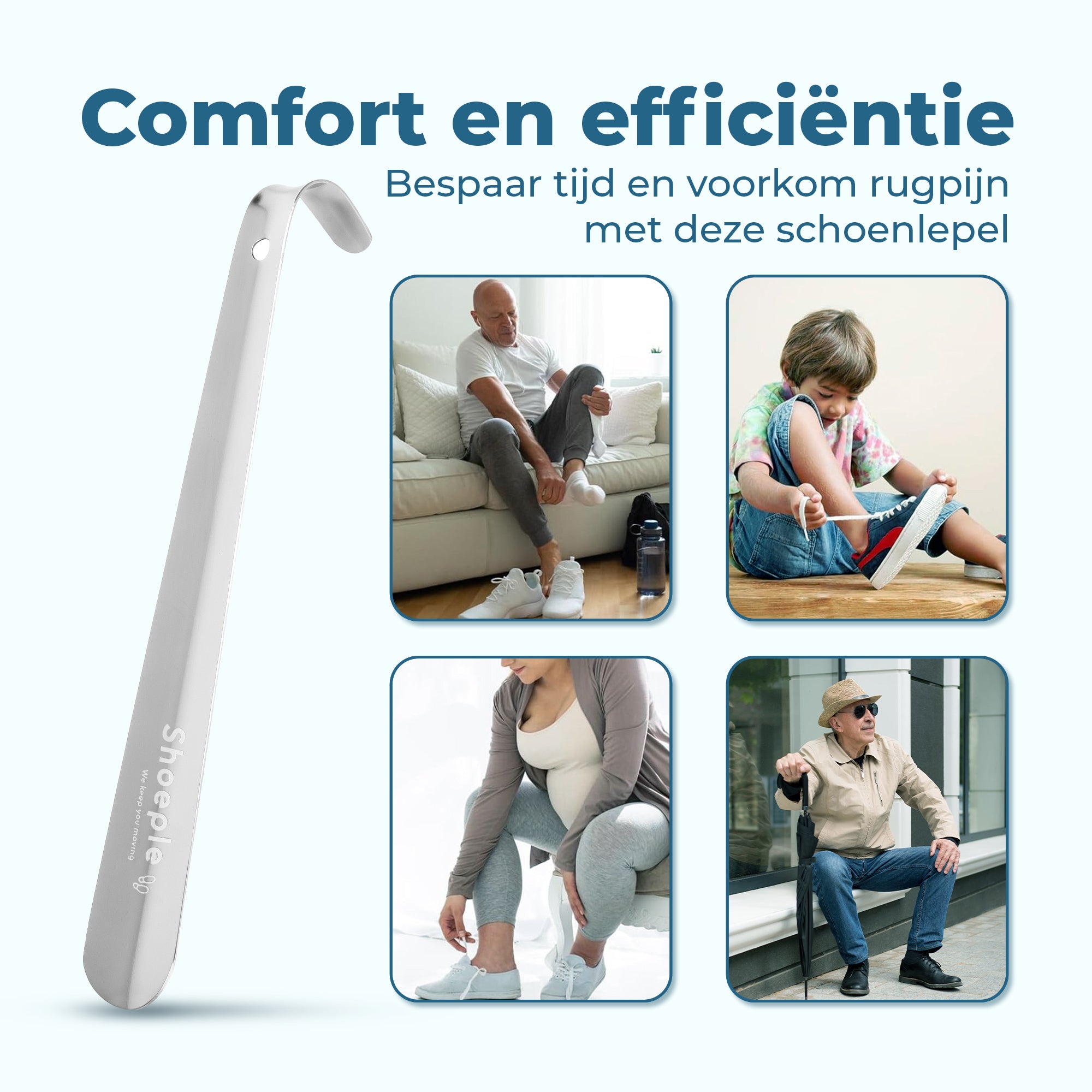 Shoeple Schoenlepel - 30cm Lang - RVS Duurzaam en extra sterk - Zilver