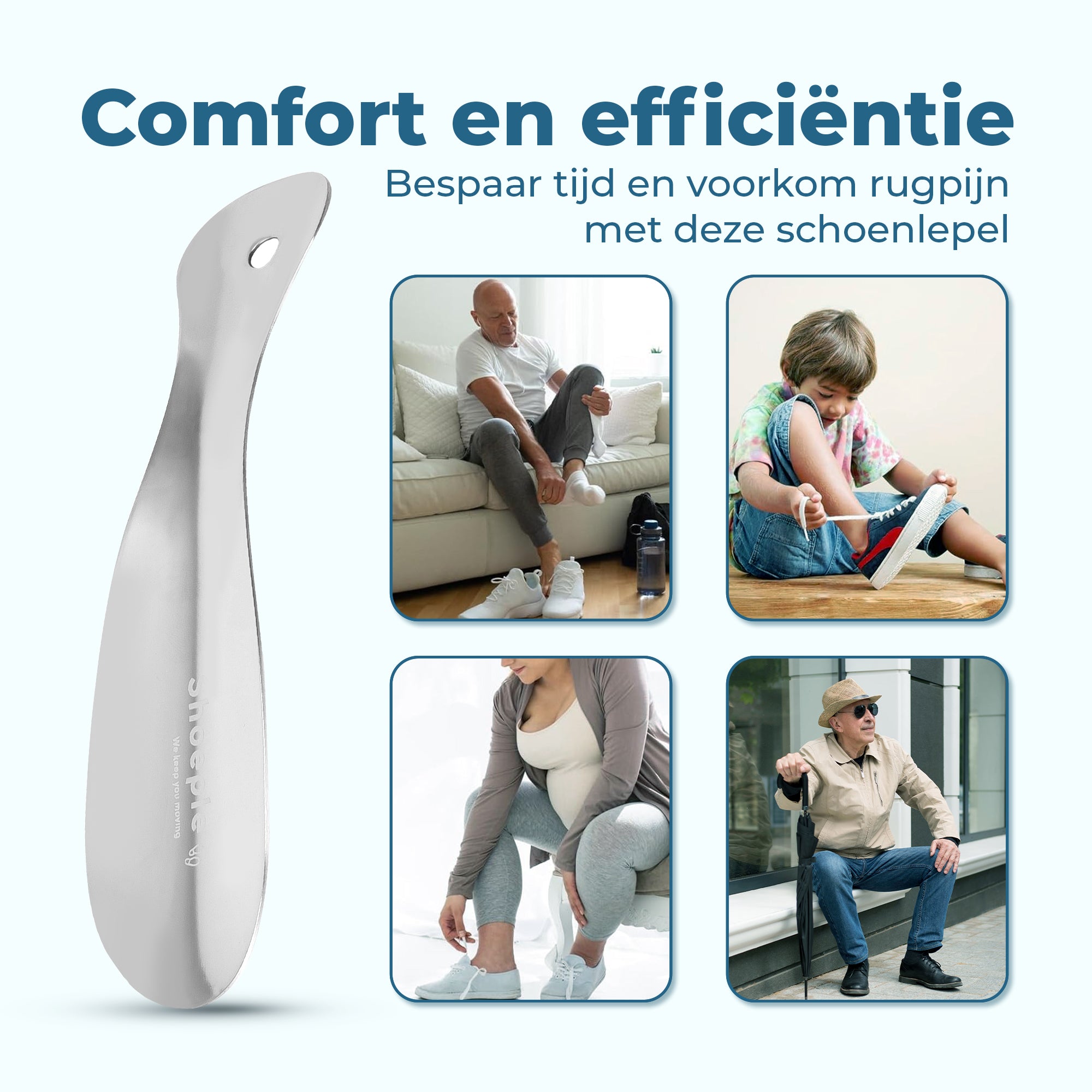 Shoeple Schoenlepel - 18,5cm Lang - RVS Duurzaam en extra sterk - Zilver