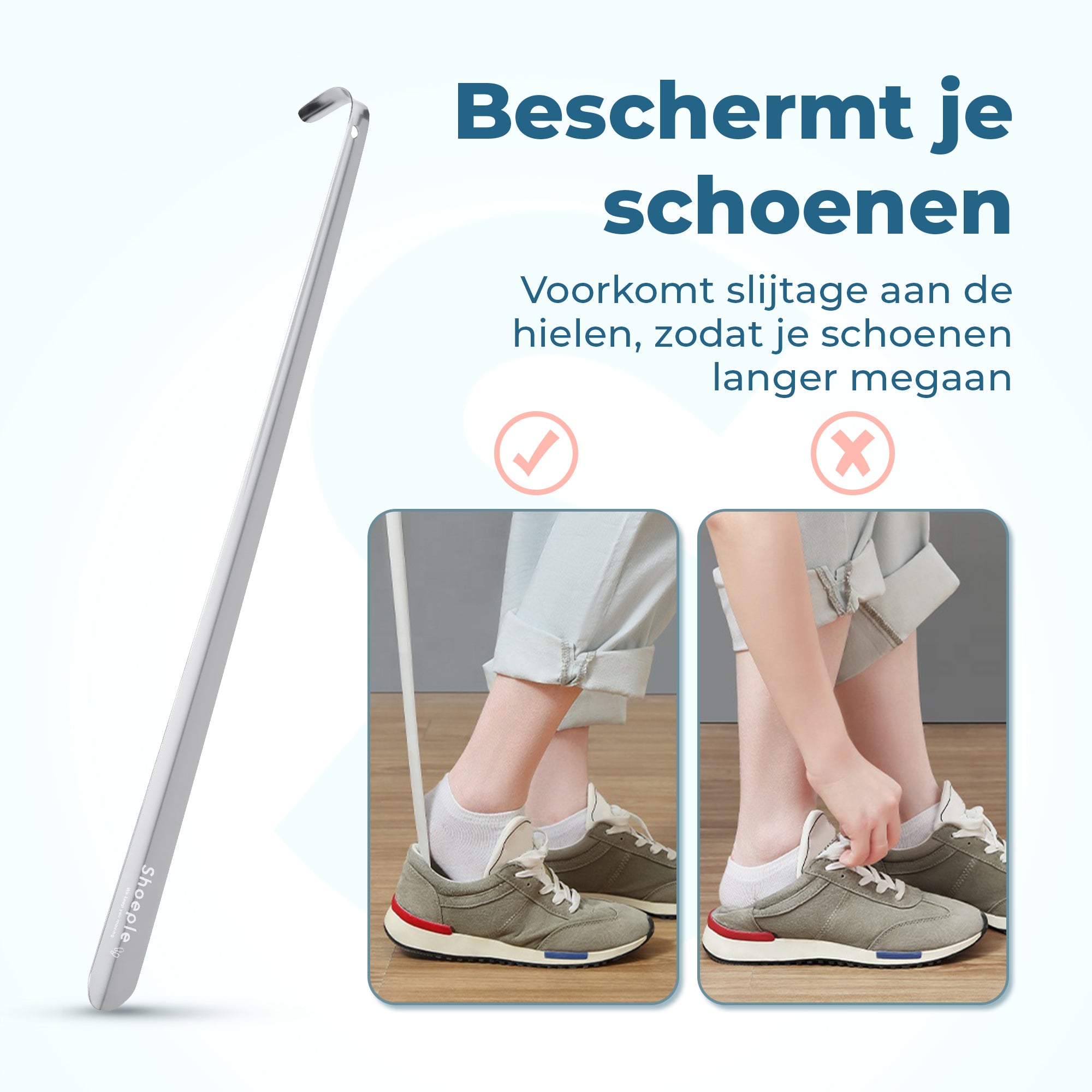 Shoeple Schoenlepel - 58cm Lang - RVS Duurzaam en extra sterk - Zilver
