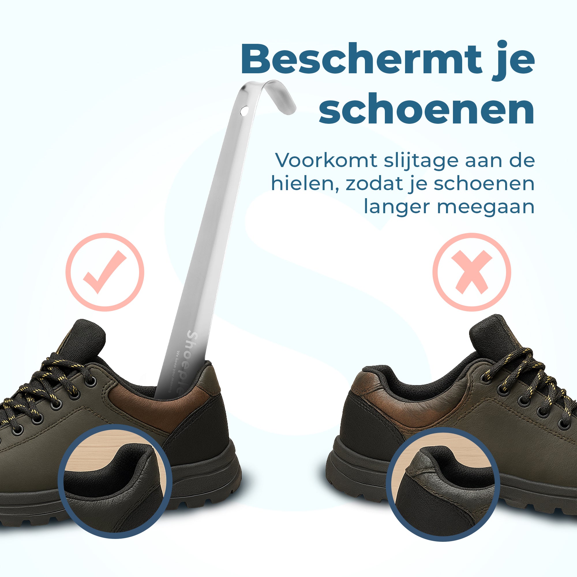 Shoeple Schoenlepel - 30cm Lang - RVS Duurzaam en extra sterk - Zilver