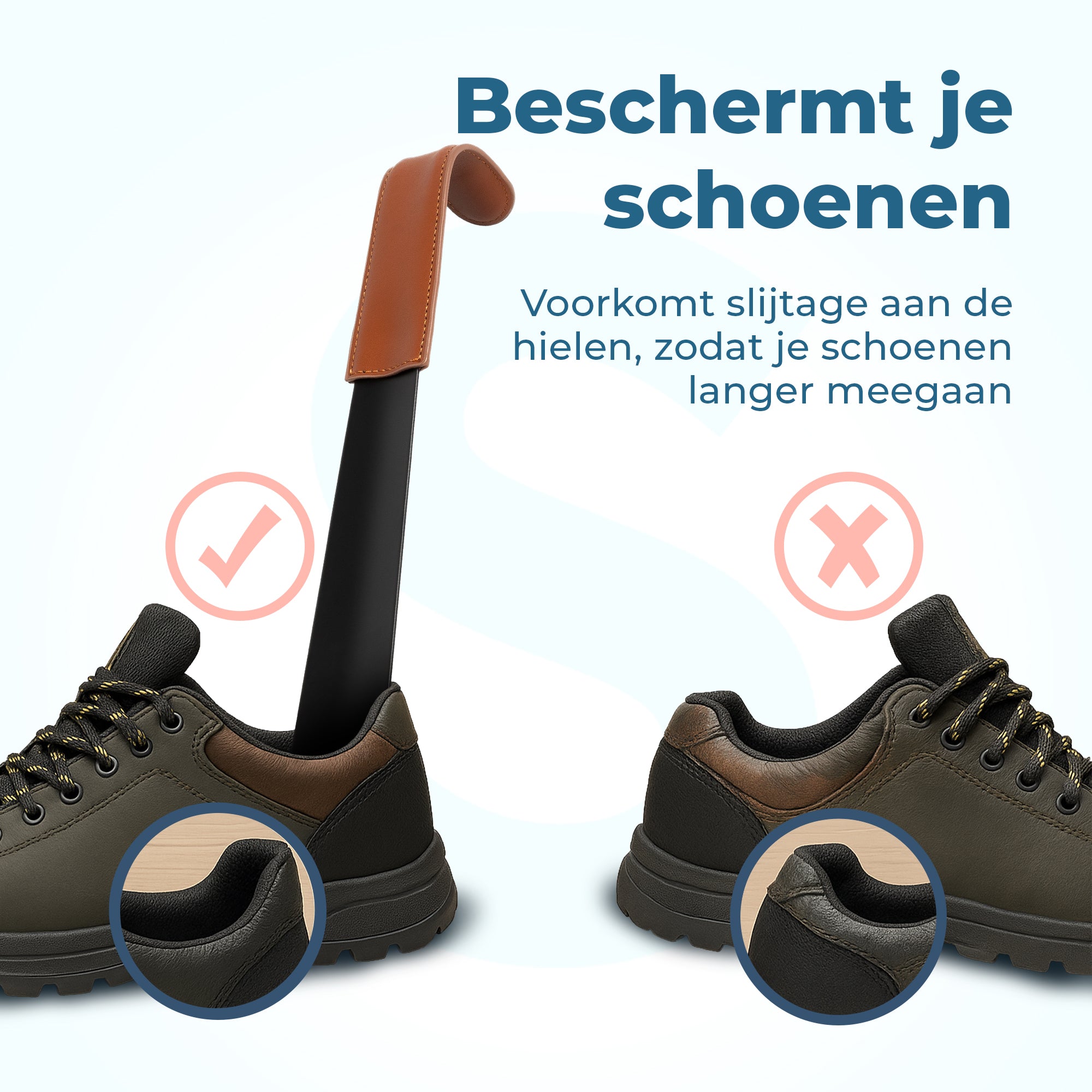 Shoeple Schoenlepel - 80cm Lang - RVS Duurzaam en extra sterk - Zwart