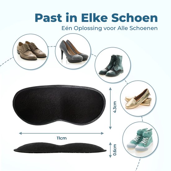 Shoeple Heelpad Comfortmax (6 stuks) - Hielkussentjes voor Schoenen - Schoenverkleiner - Antislip Hielzool - Hielbeschermer - Zwart