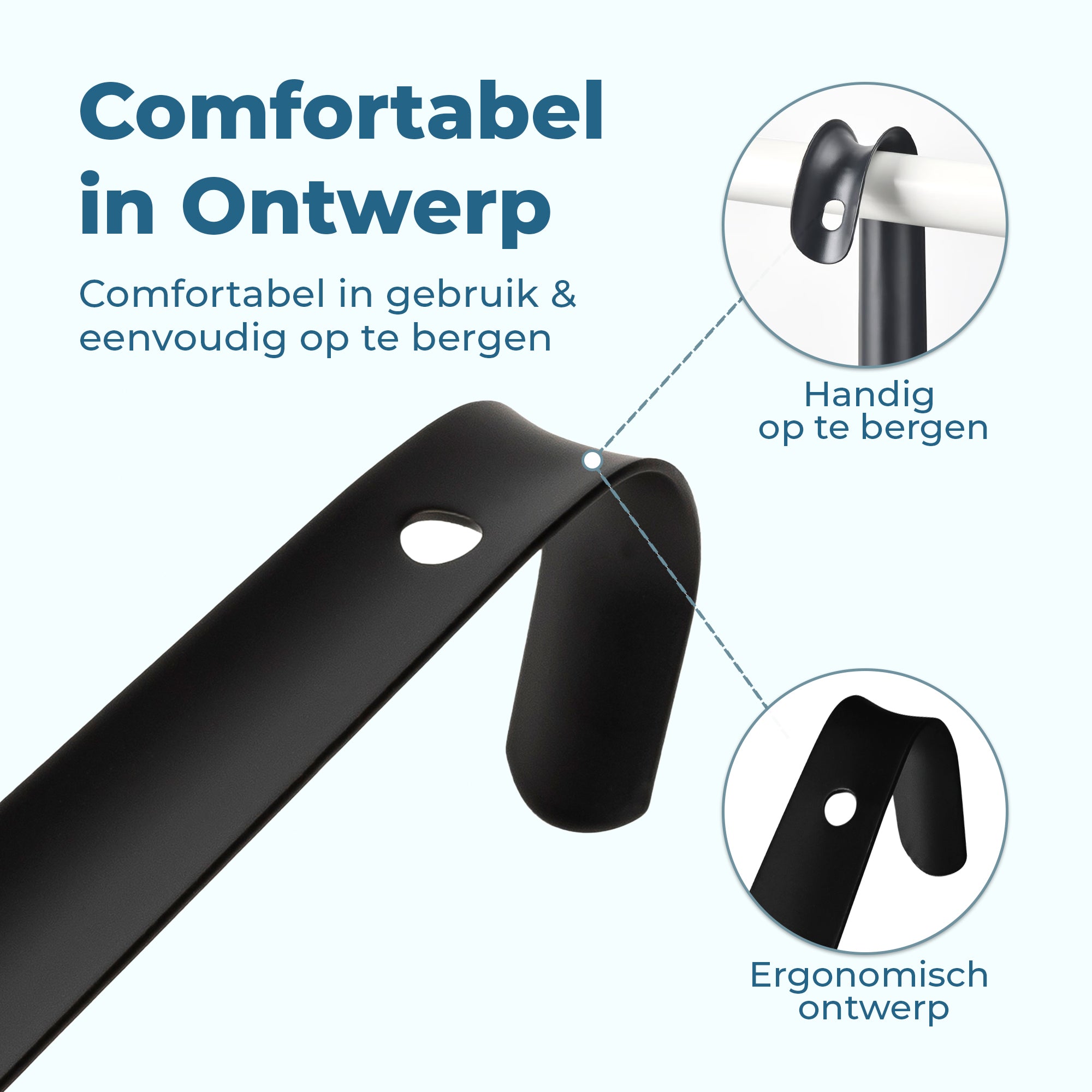 Shoeple Schoenlepel - 30cm Lang - RVS Duurzaam en extra sterk - Zwart