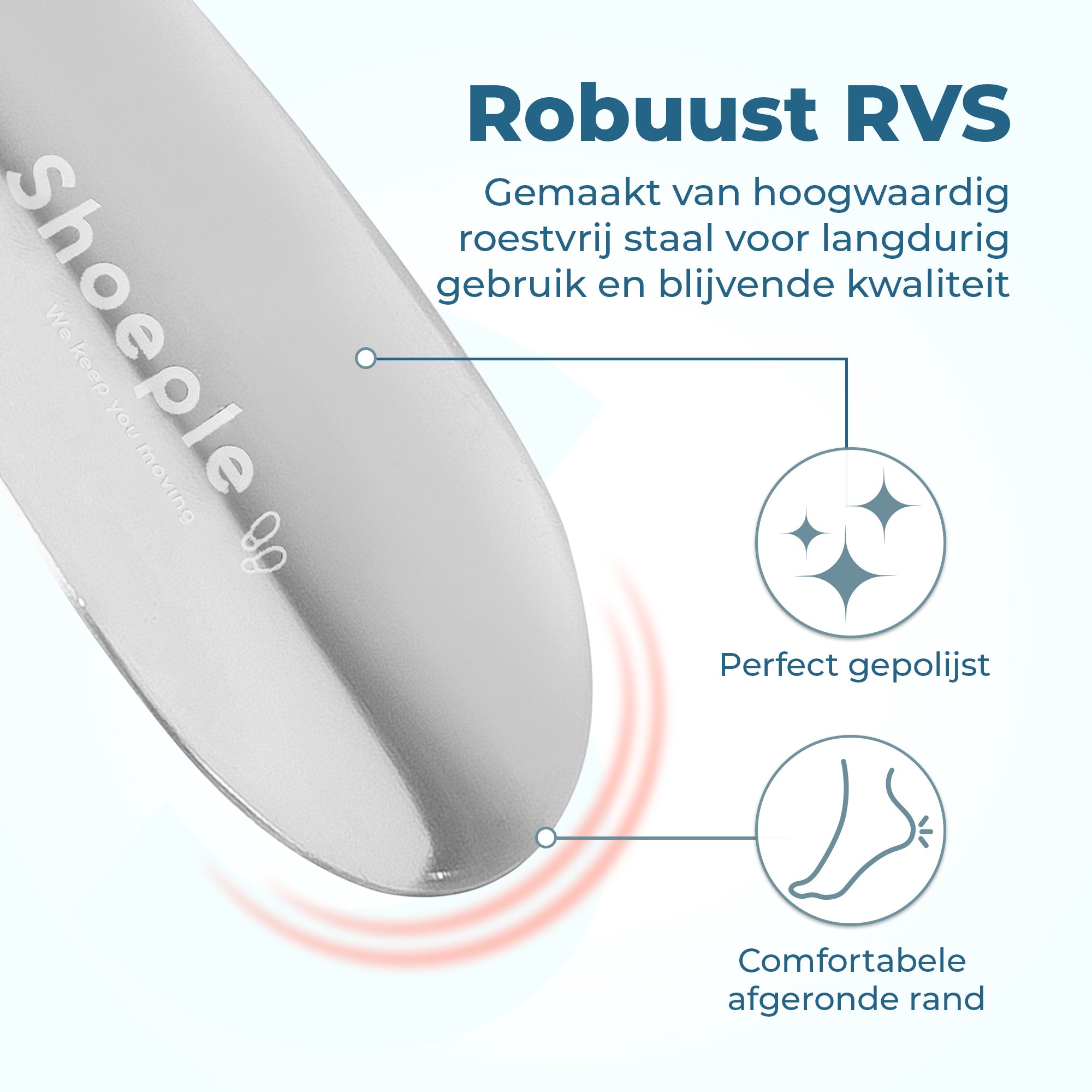 Shoeple Schoenlepel - 58cm Lang - RVS Duurzaam en extra sterk - Zilver