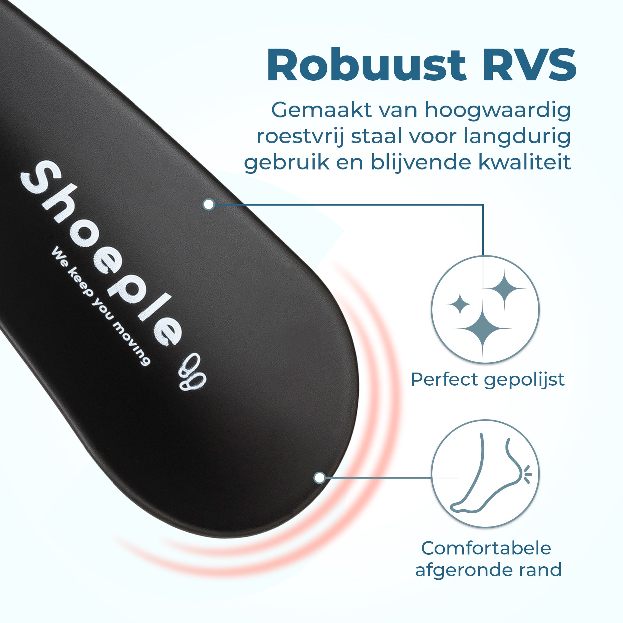 Shoeple Schoenlepel - 16cm Lang - RVS Duurzaam en extra sterk - Zwart