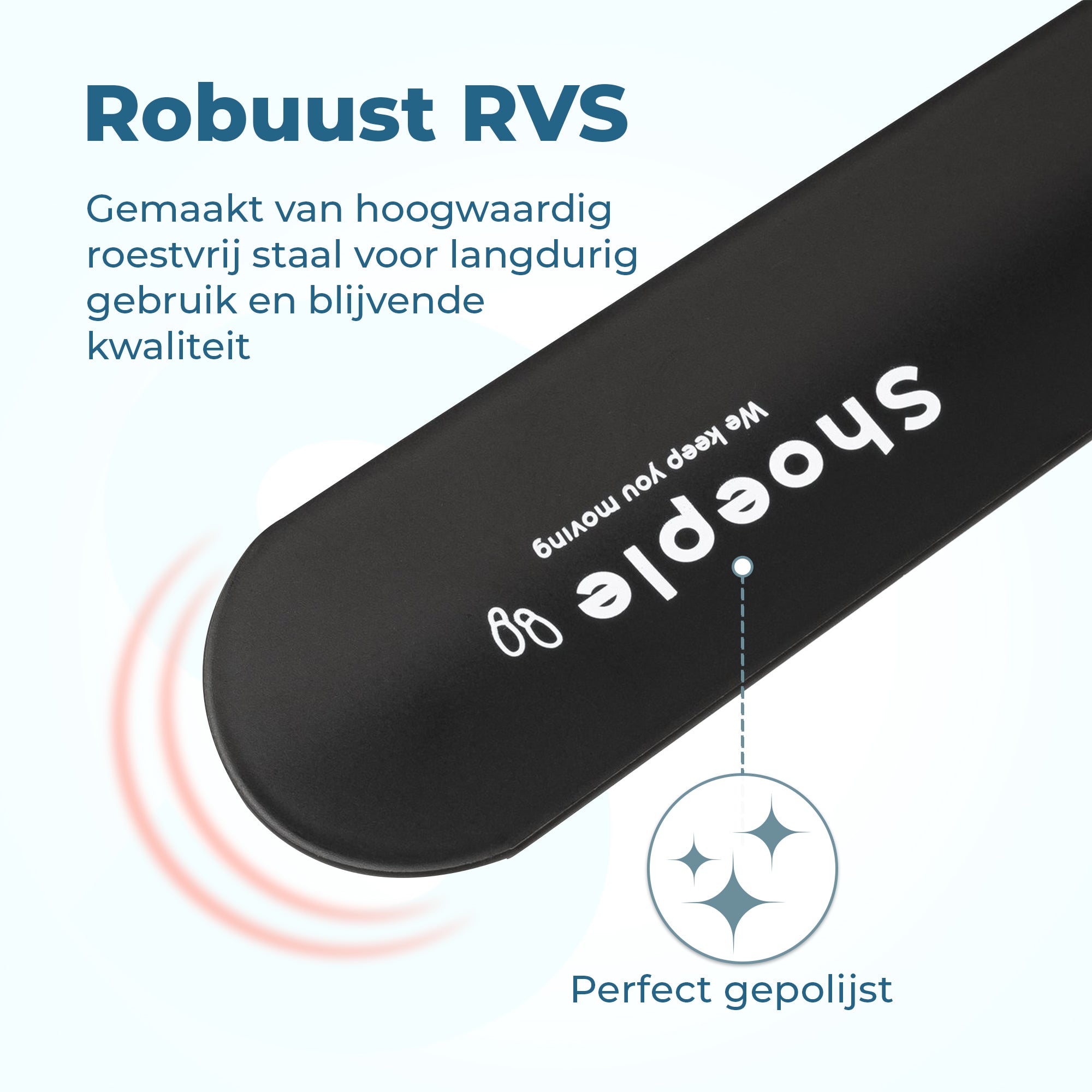 Shoeple Schoenlepel - 58cm Lang - RVS Duurzaam en extra sterk - Zwart