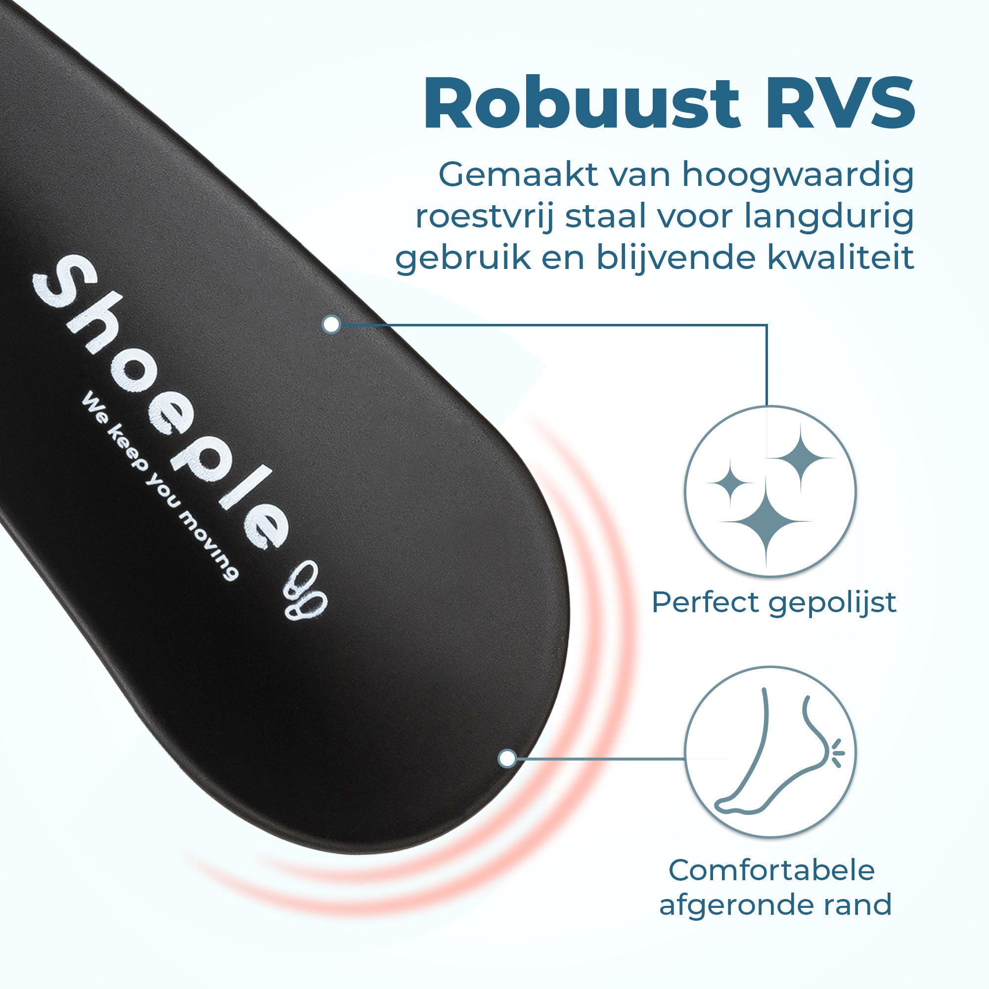 Shoeple Schoenlepel - 18,5cm Lang - RVS Duurzaam en extra sterk - Zwart