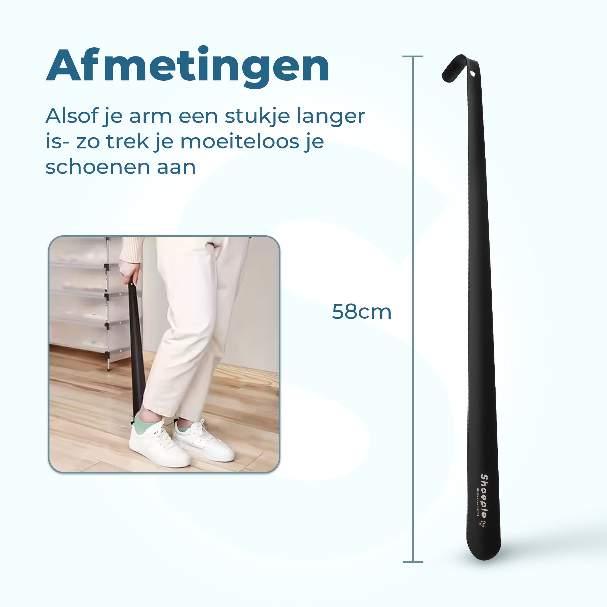 Shoeple Schoenlepel - 58cm Lang - RVS Duurzaam en extra sterk - Zwart