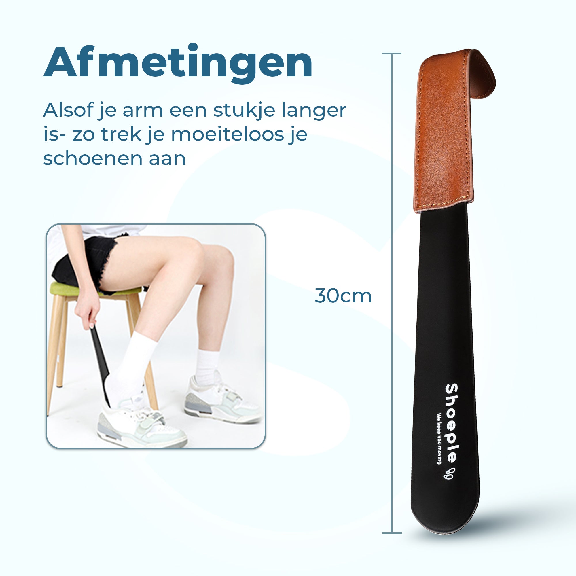 Shoeple Schoenlepel - 30cm Lang - RVS Duurzaam en extra sterk - Zwart