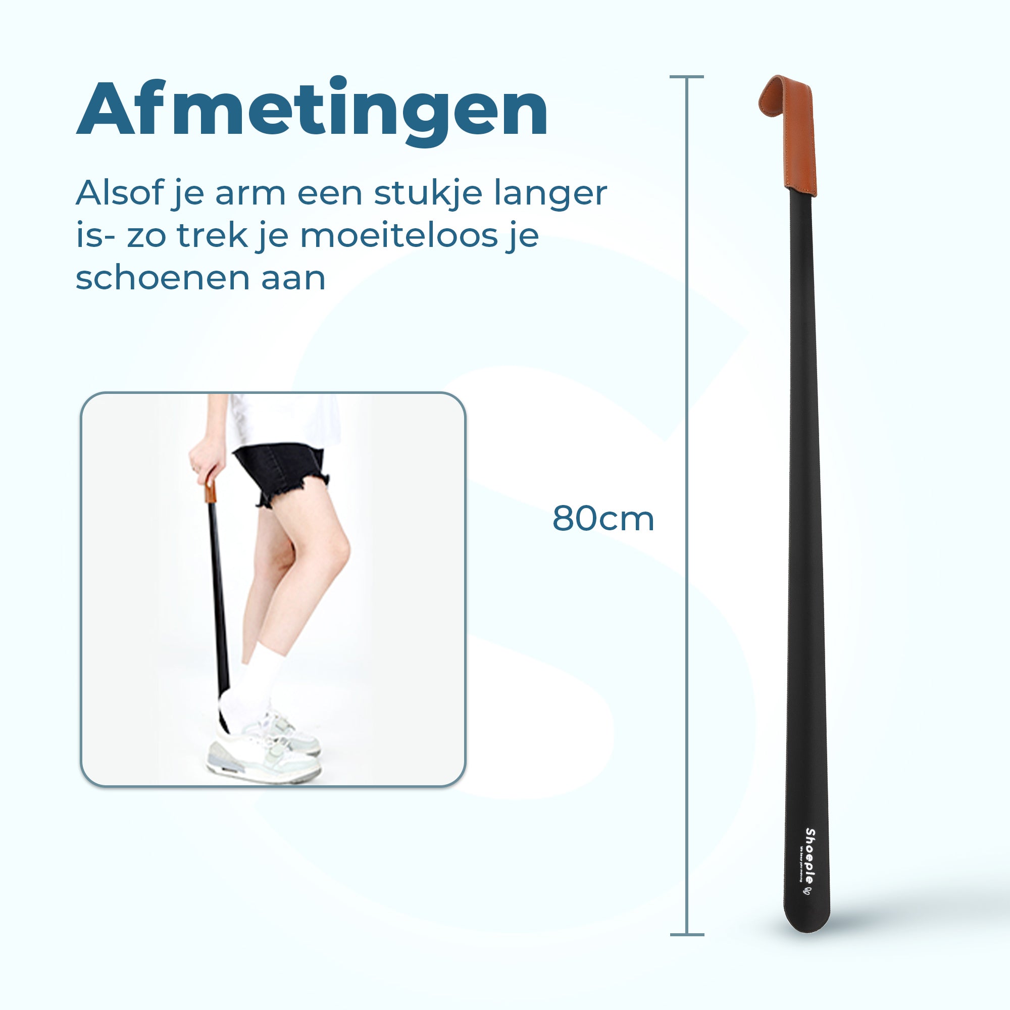 Shoeple Schoenlepel - 80cm Lang - RVS Duurzaam en extra sterk - Zwart