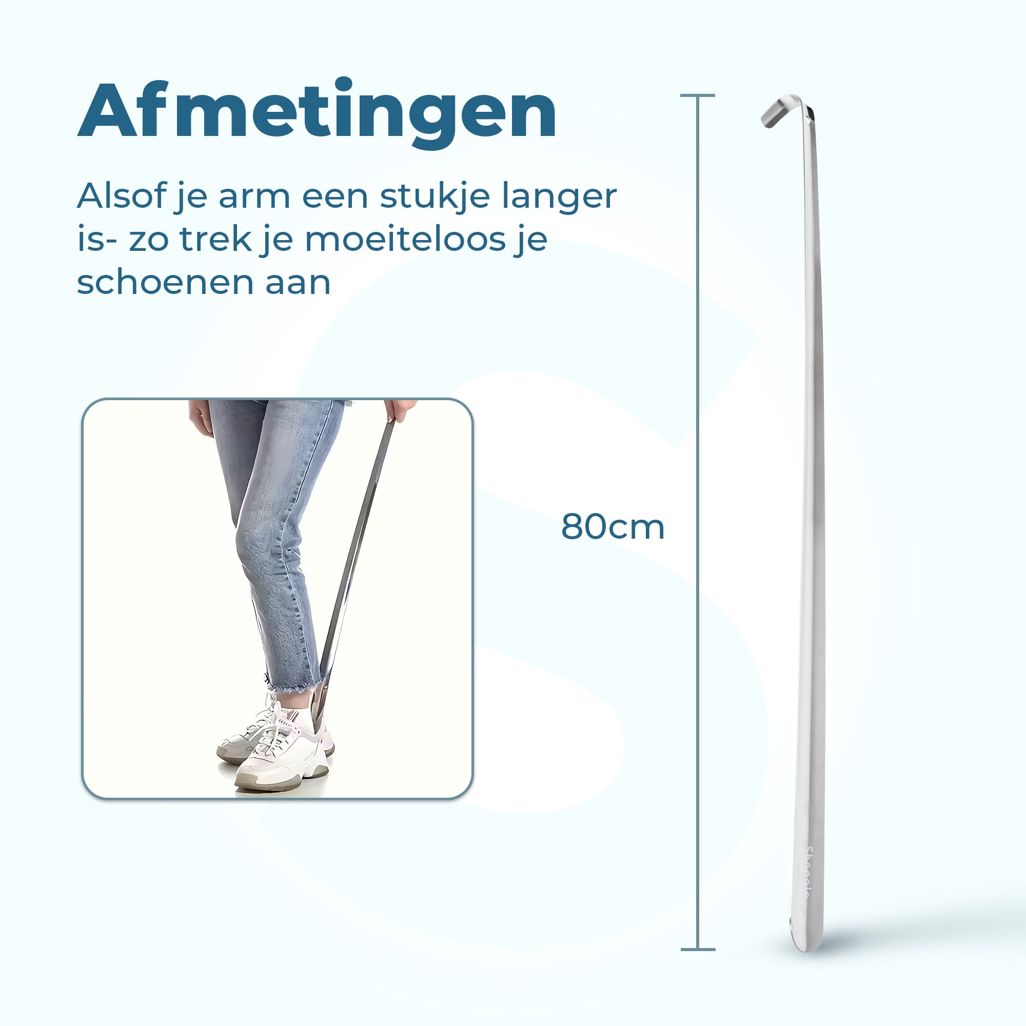 Shoeple Schoenlepel - 80cm Lang - RVS Duurzaam en extra sterk - Zilver