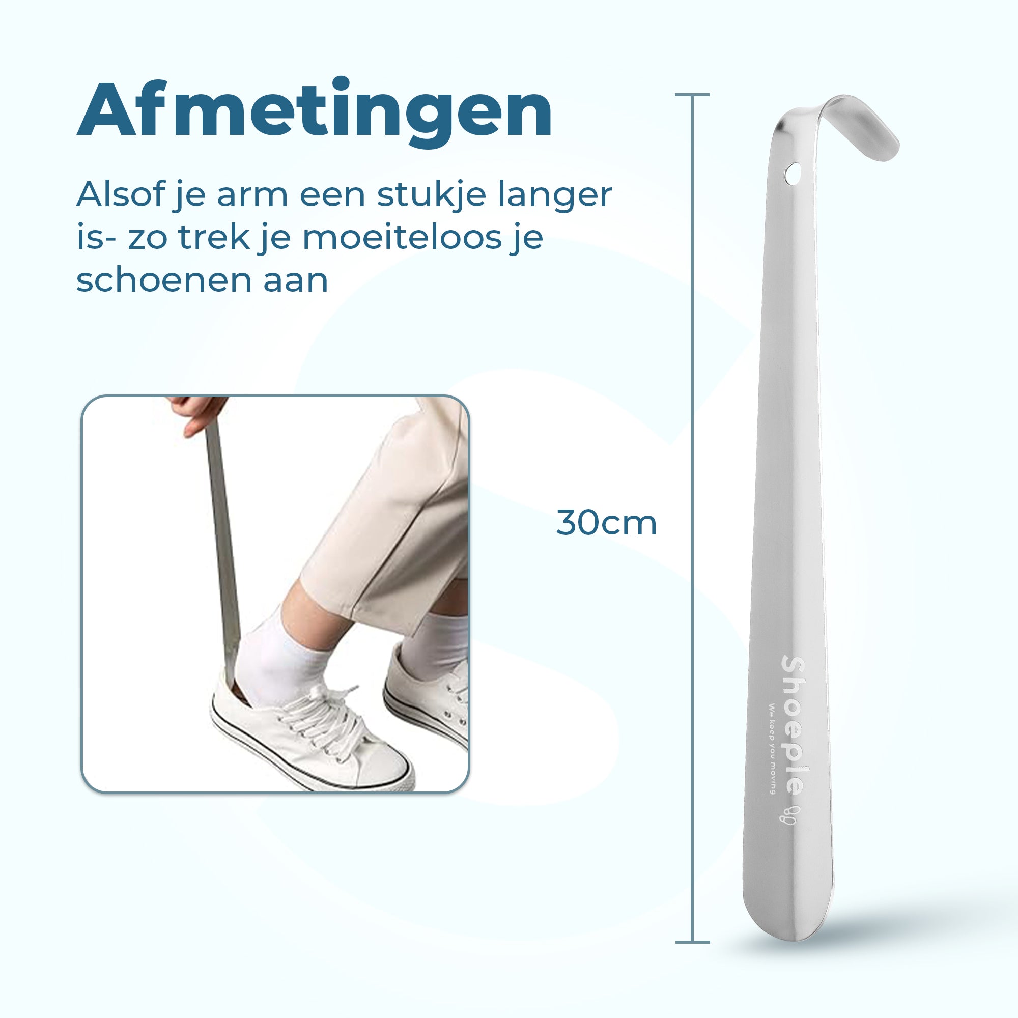 Shoeple Schoenlepel - 30cm Lang - RVS Duurzaam en extra sterk - Zilver