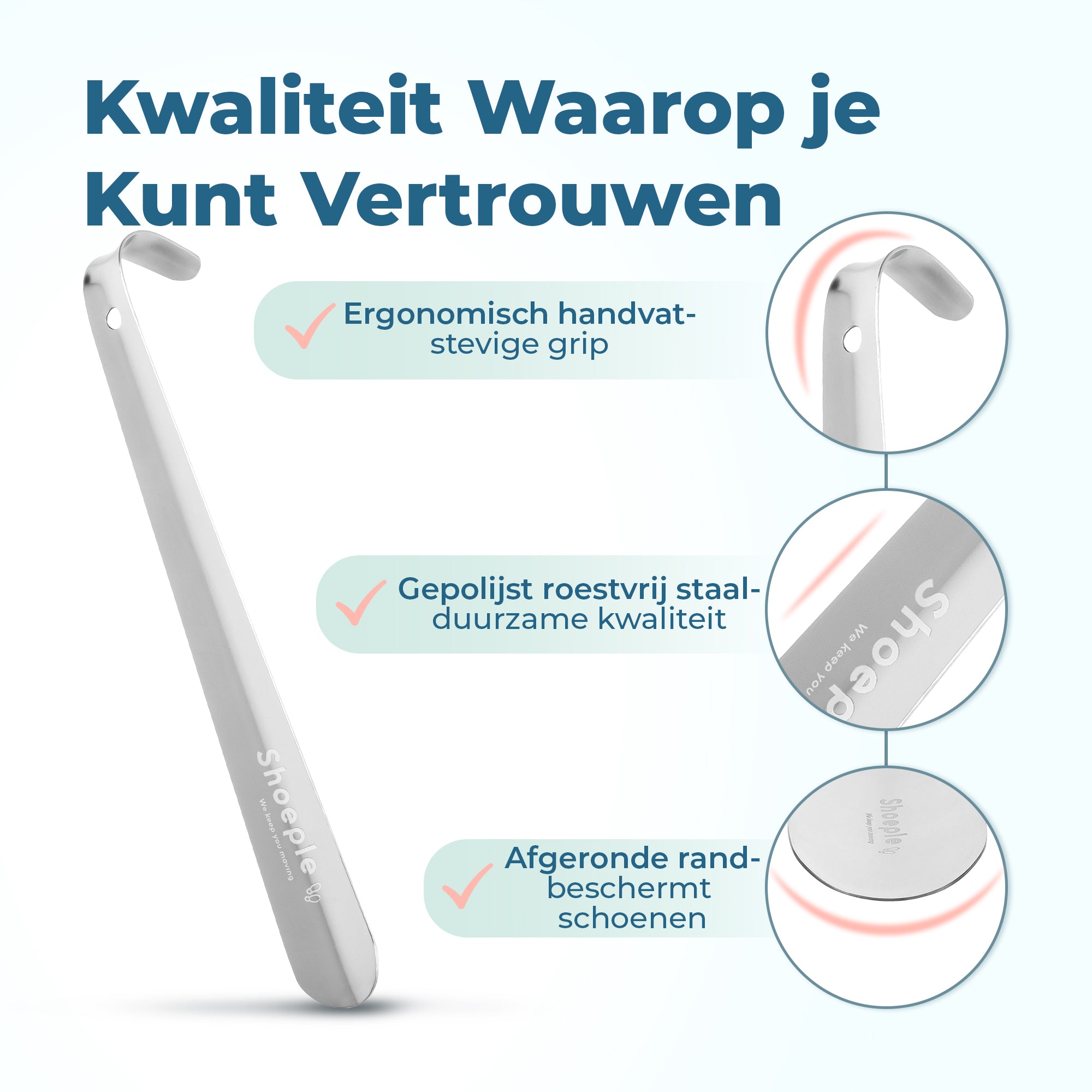 Shoeple Schoenlepel -  RVS Duurzaam en extra sterk