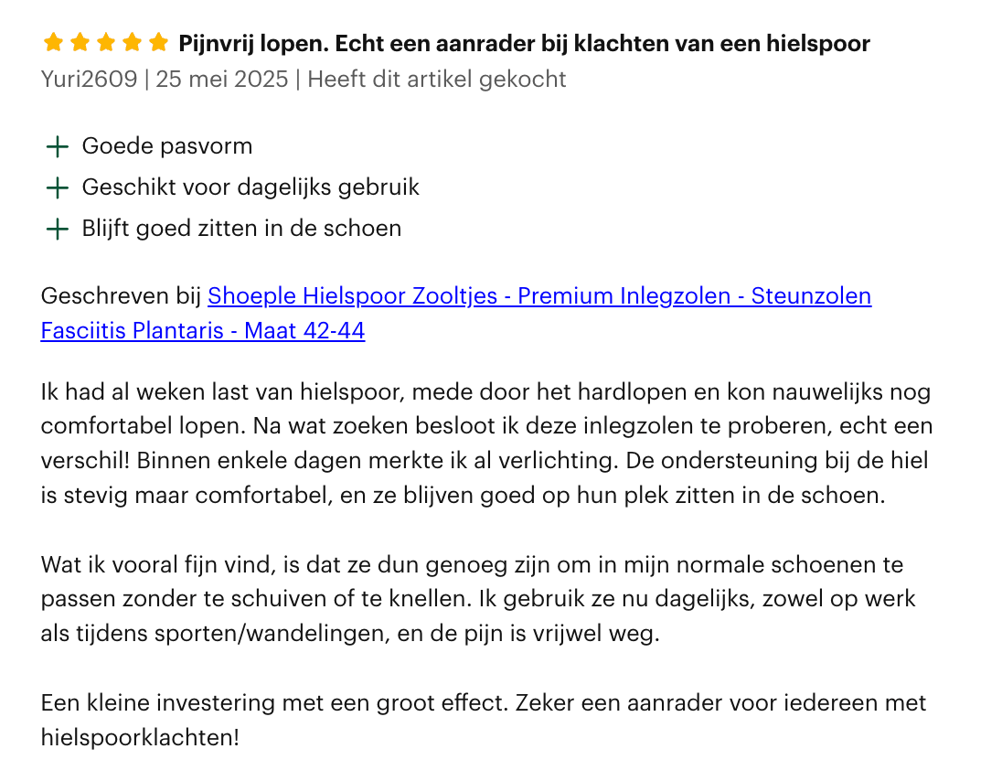 Shoeple Hielspoor Zooltjes - Premium Inlegzolen - Steunzolen Fasciitis Plantaris
