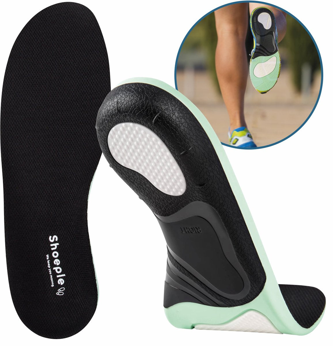 Shoeple Hielspoor Zooltjes - Premium Inlegzolen - Steunzolen Fasciitis Plantaris - Maat 42-44