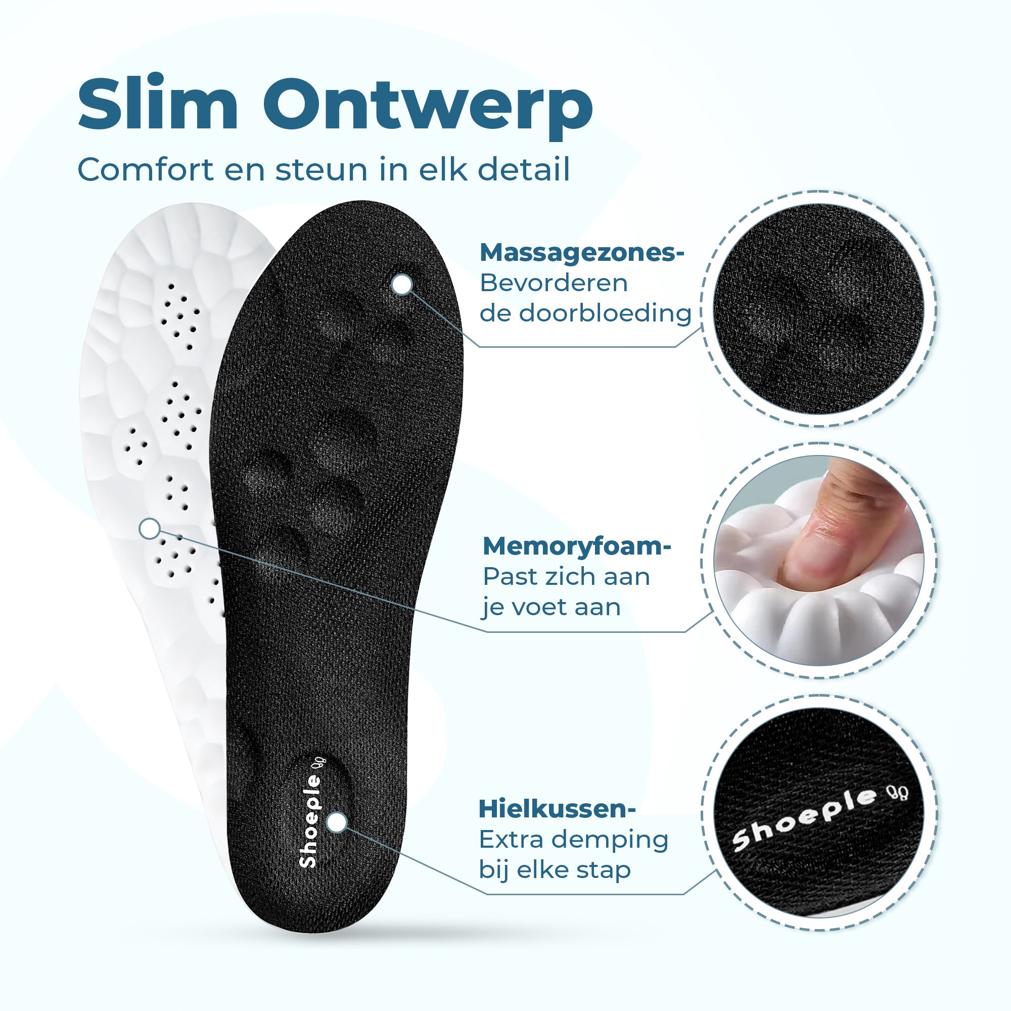 Shoeple Memory Foam Inlegzolen – Comfort & Schokdemping – Ademend & Ergonomisch