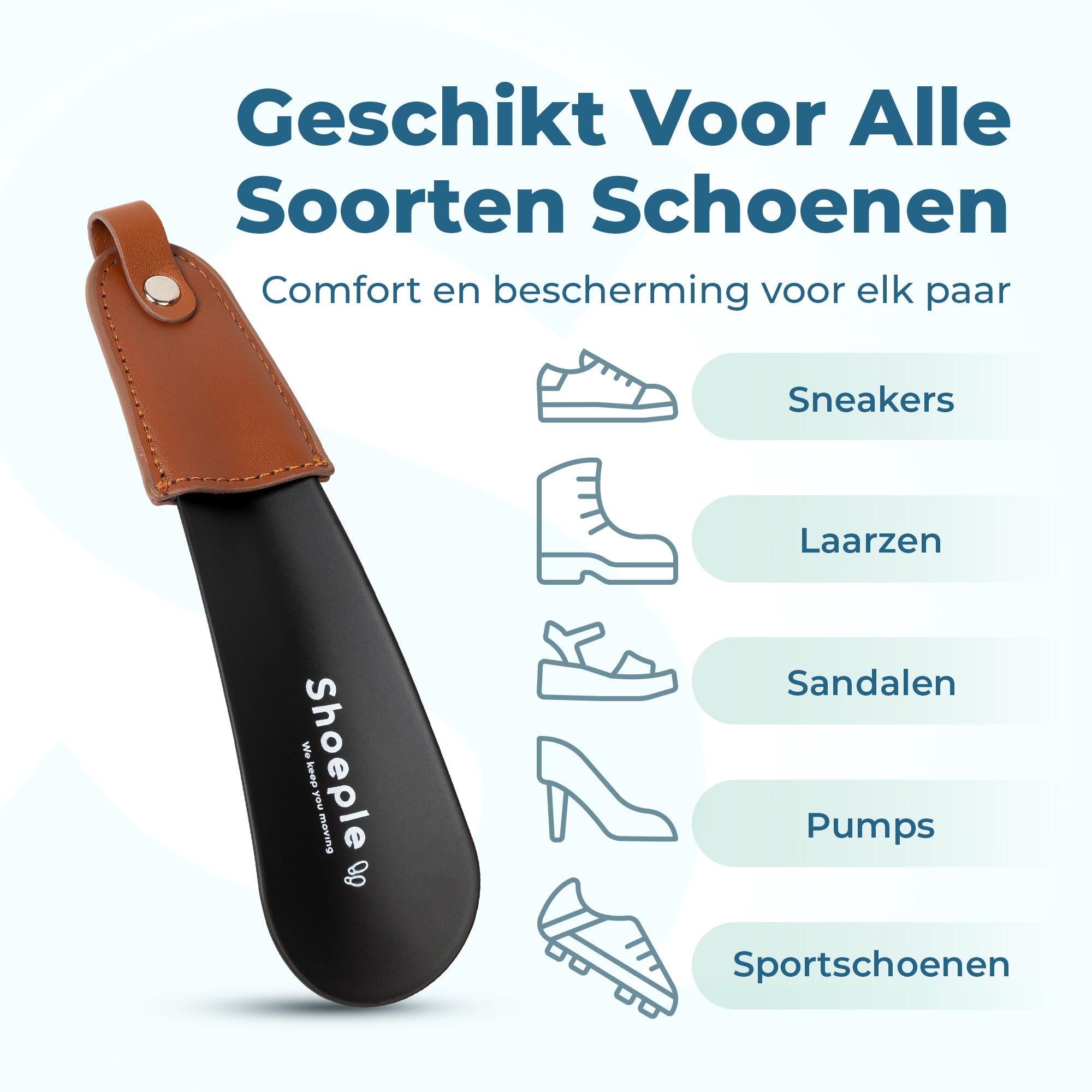 Shoeple Schoenlepel - 16cm Lang - RVS Duurzaam en extra sterk - Zwart