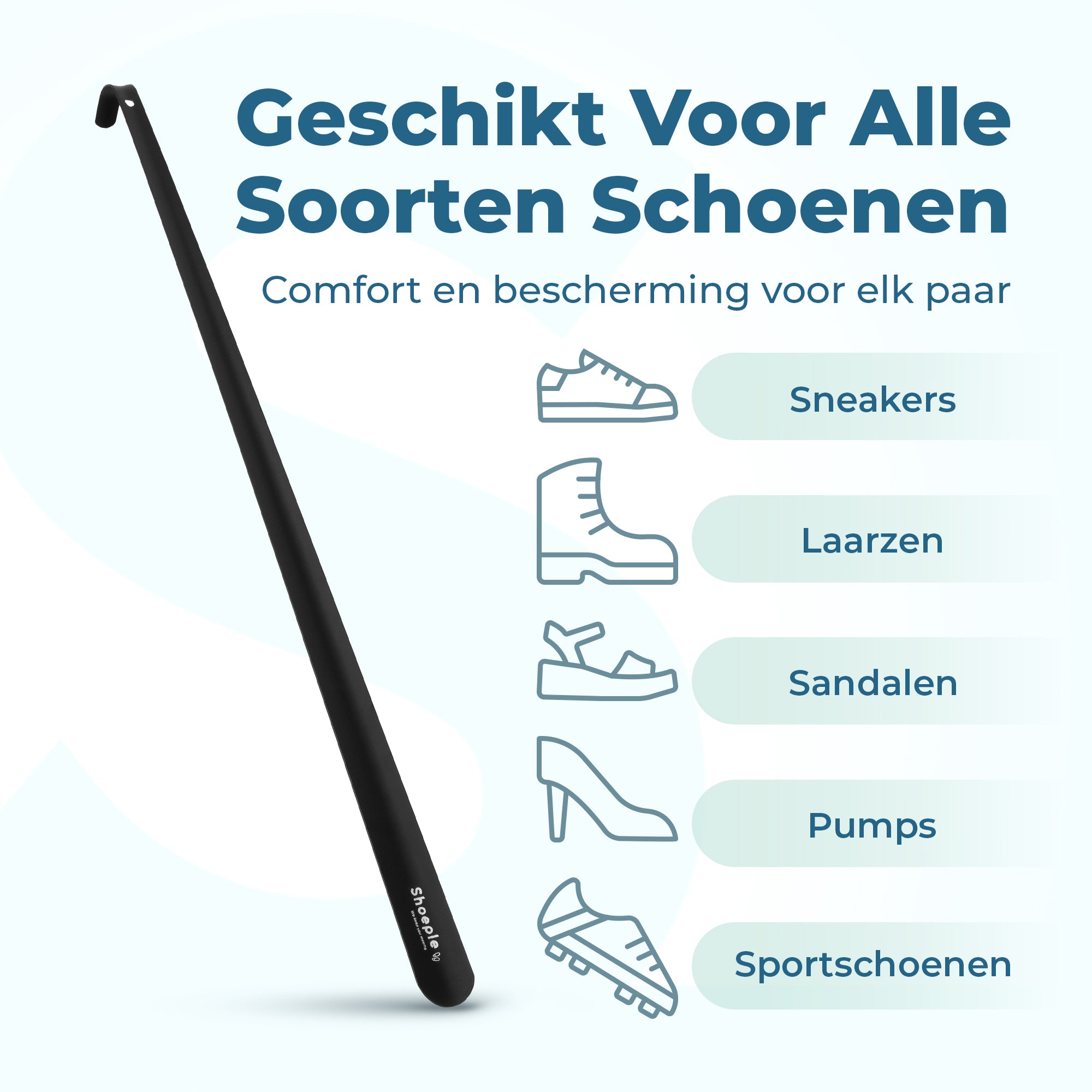 Shoeple Schoenlepel - 80cm Lang - RVS Duurzaam en extra sterk - Zwart