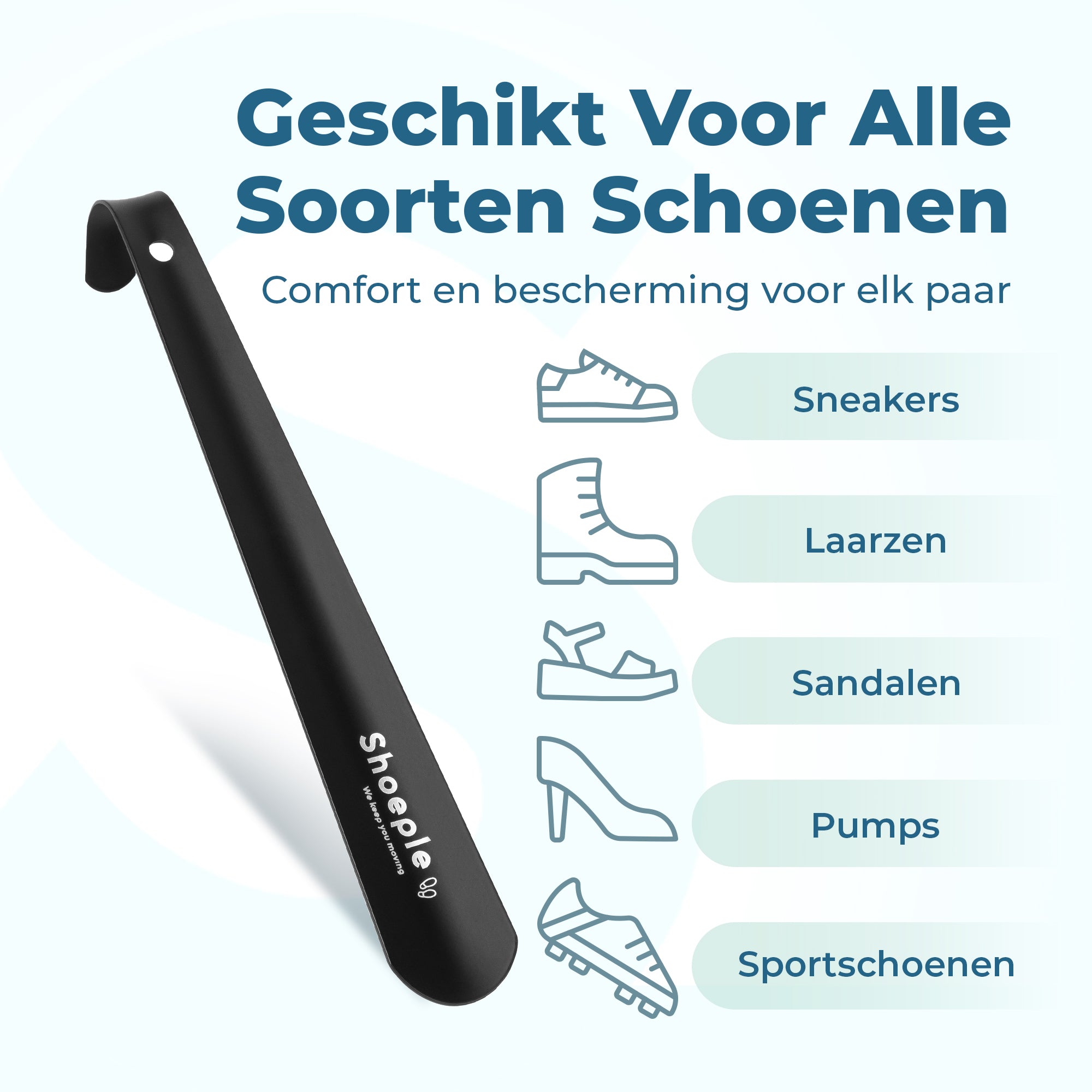 Shoeple Schoenlepel - 30cm Lang - RVS Duurzaam en extra sterk - Zwart