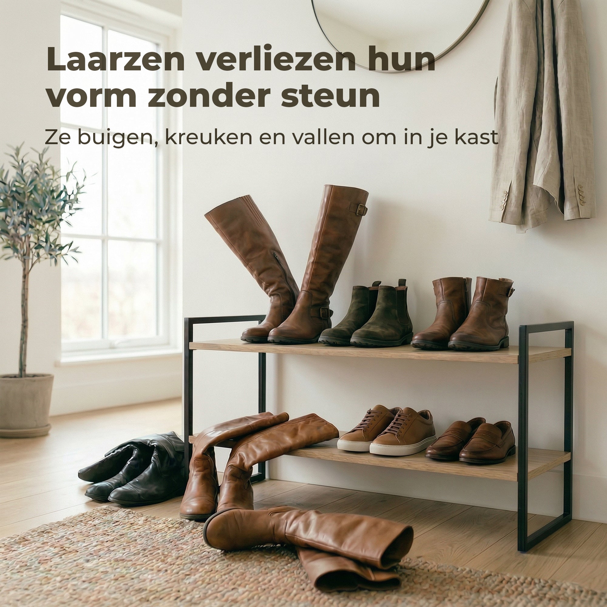 Shoeple Laarzenspanners (6 Stuks) - Laarzenhouder Paardrijlaarzen Dameslaars - 35 x 28 cm - Zwart