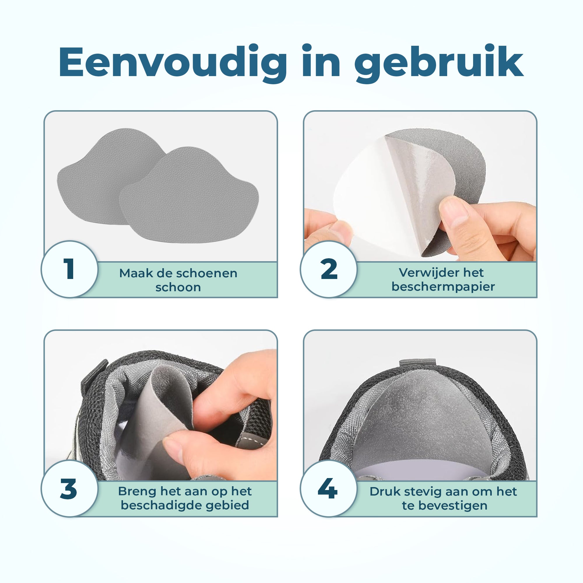 Shoeple Hak Reparatie Schoen (4 stuks) - Hielzooltjes - Inlegzool - Hakbeschermers - Grijs