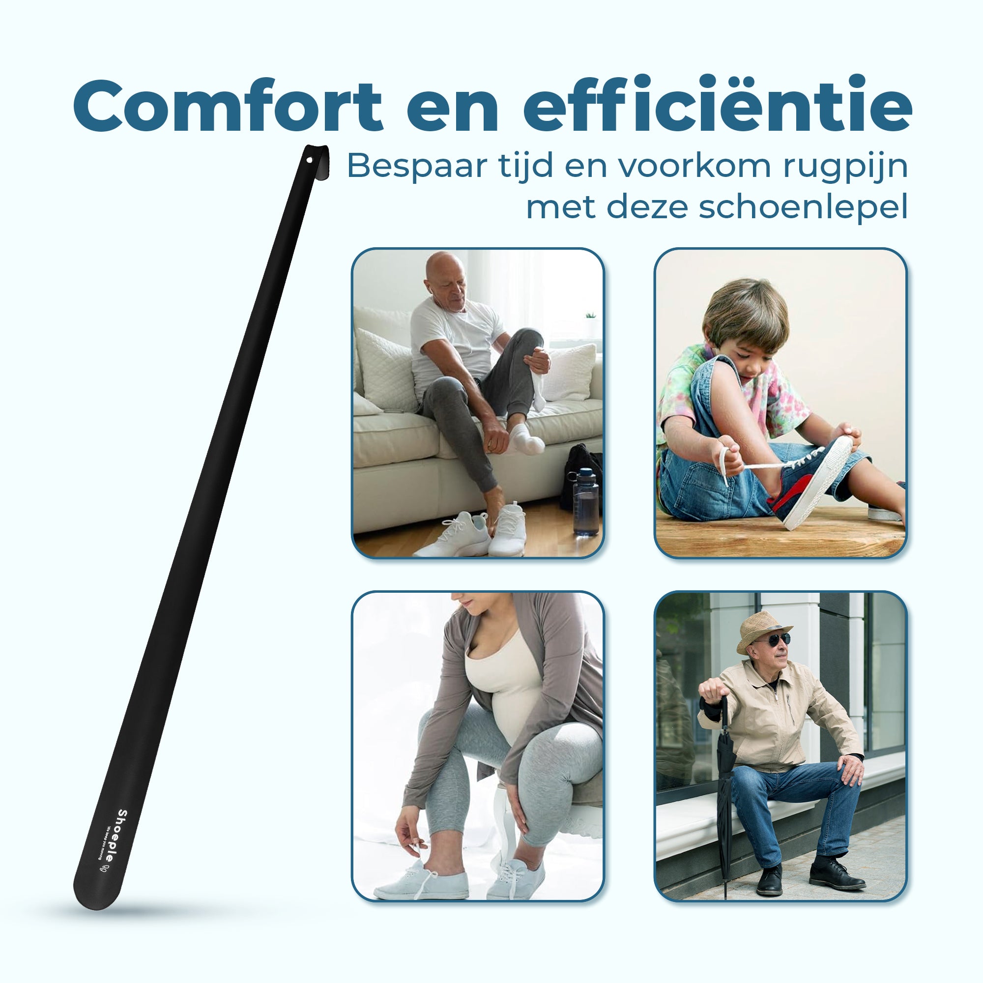 Shoeple Schoenlepel - 80cm Lang - RVS Duurzaam en extra sterk - Zwart