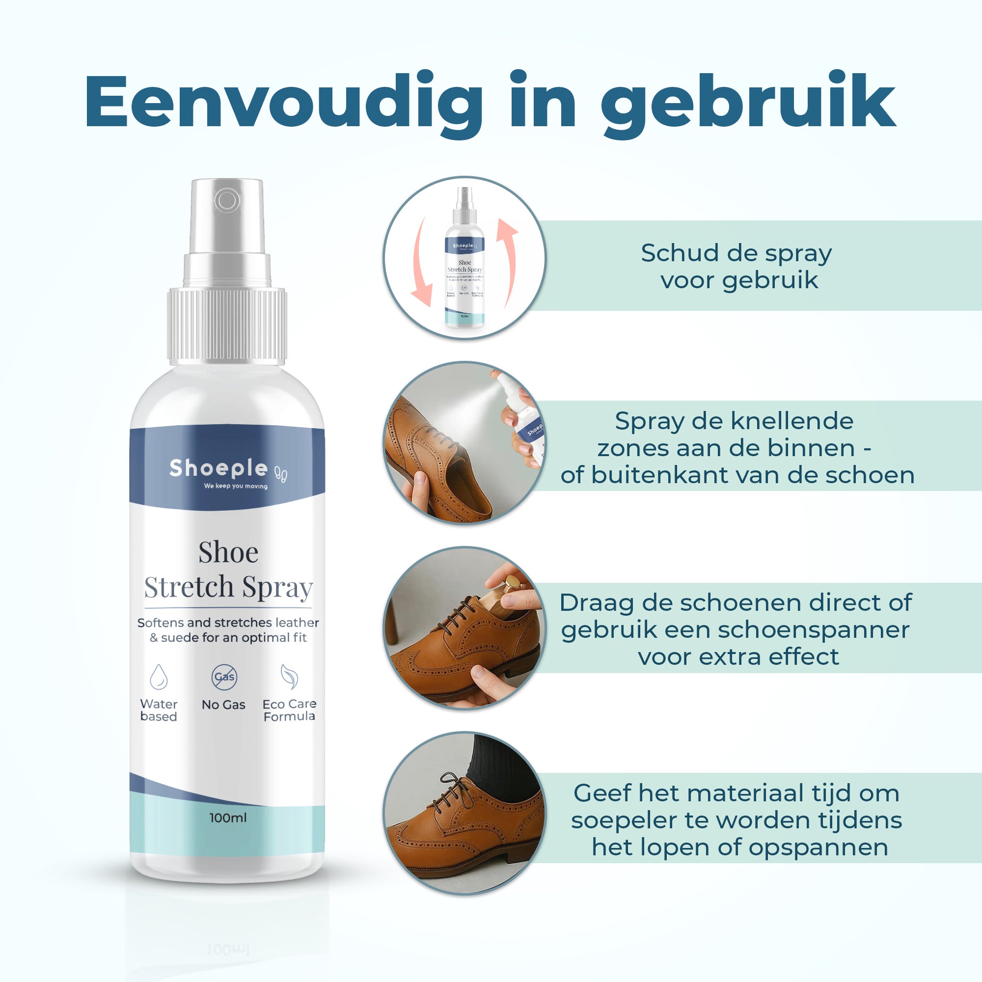 Shoeple Stretch Spray – Verzacht & Verruimt Schoenen - Comfortabel Inlopen - Voor Leer & Suède - 100 ml