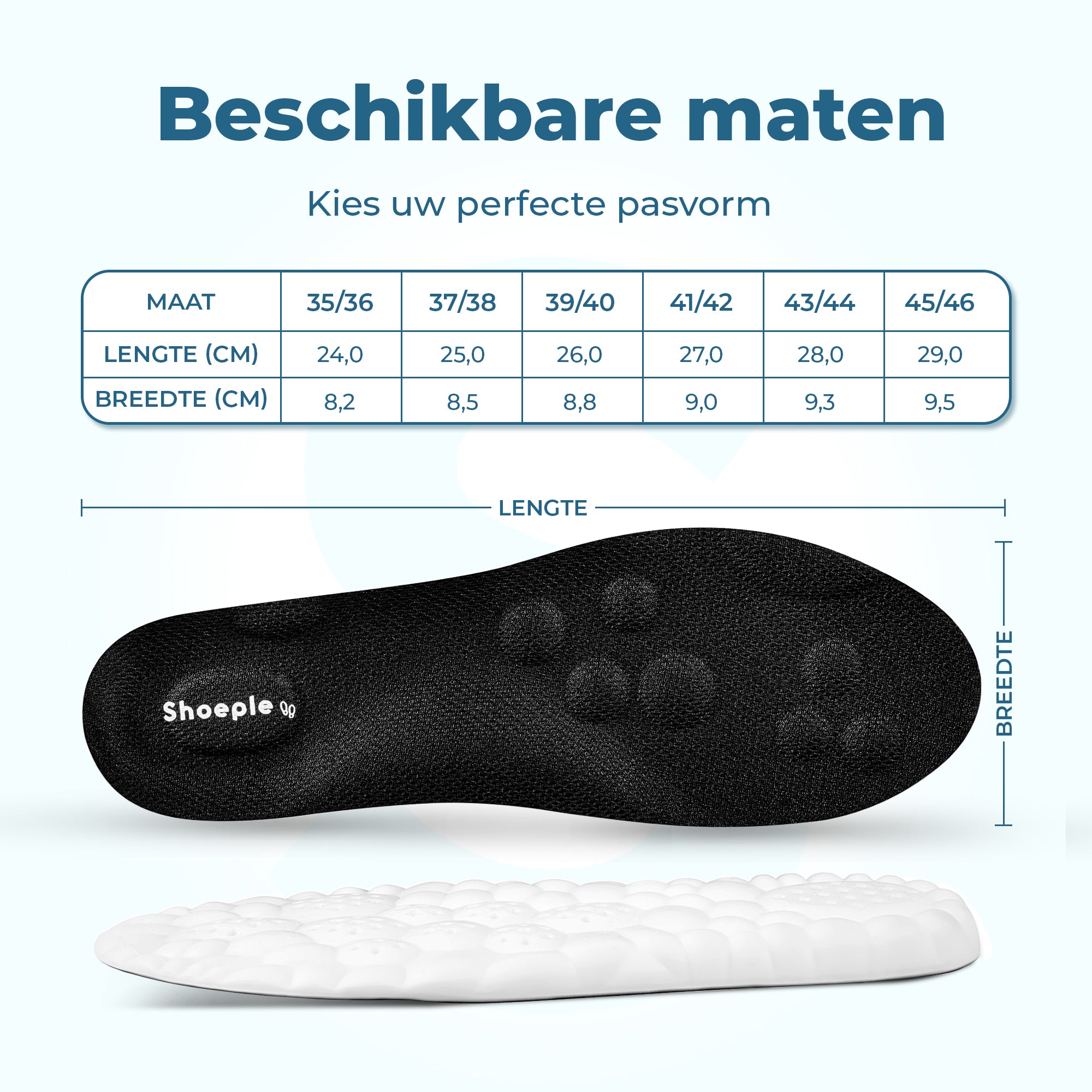 Shoeple Memory Foam Inlegzolen – Comfort & Schokdemping – Ademend & Ergonomisch
