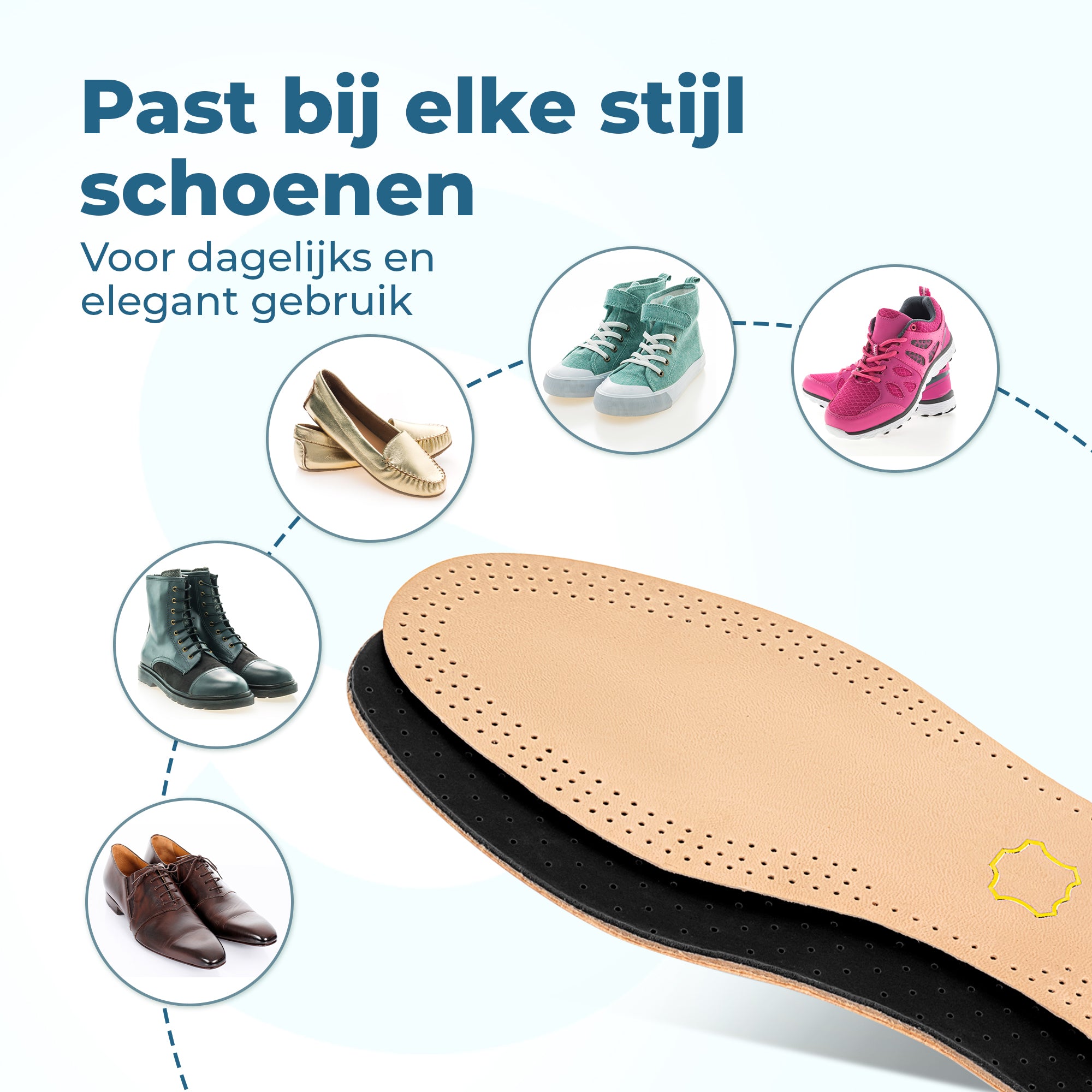 Shoeple Premium Leren Inlegzolen – Extra Zacht Comfort & Luxe Afwerking – Natuurlijke Leerlaag
