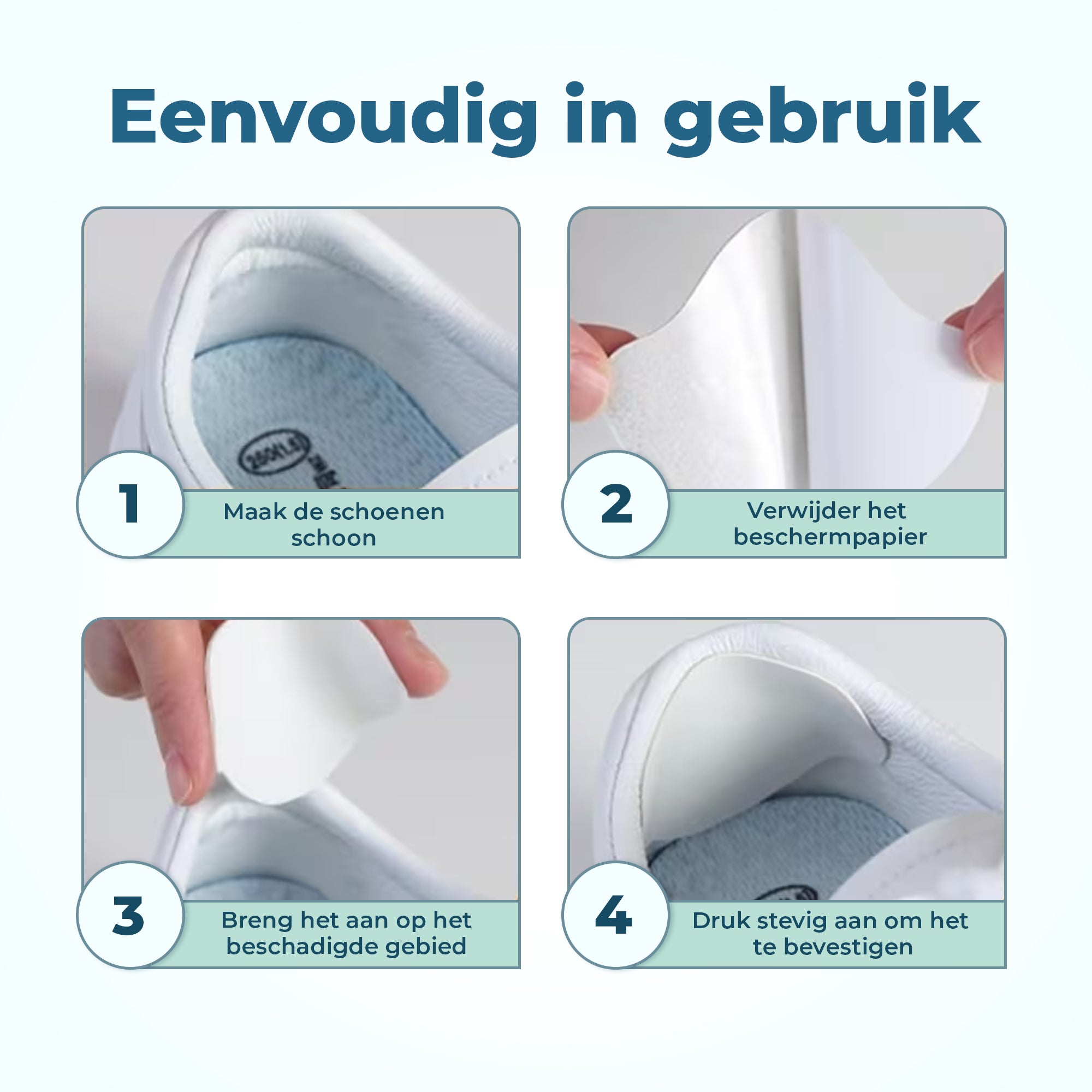 Shoeple Hak Reparatie Schoen (4 stuks) - Hielzooltjes - Inlegzool - Hakbeschermers - Wit