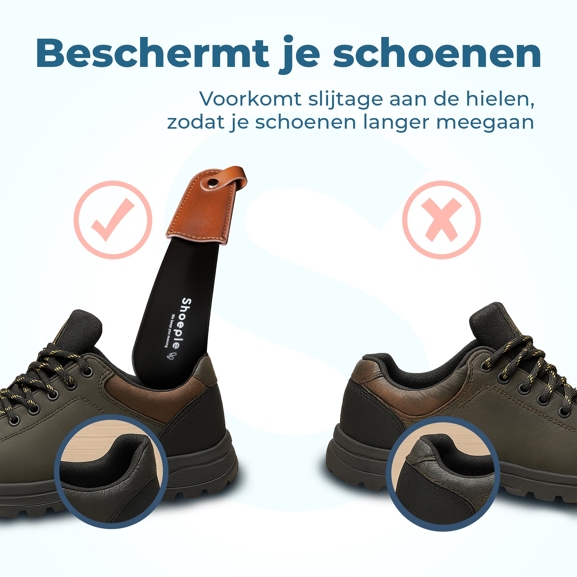 Shoeple Schoenlepel - 16cm Lang - RVS Duurzaam en extra sterk - Zwart