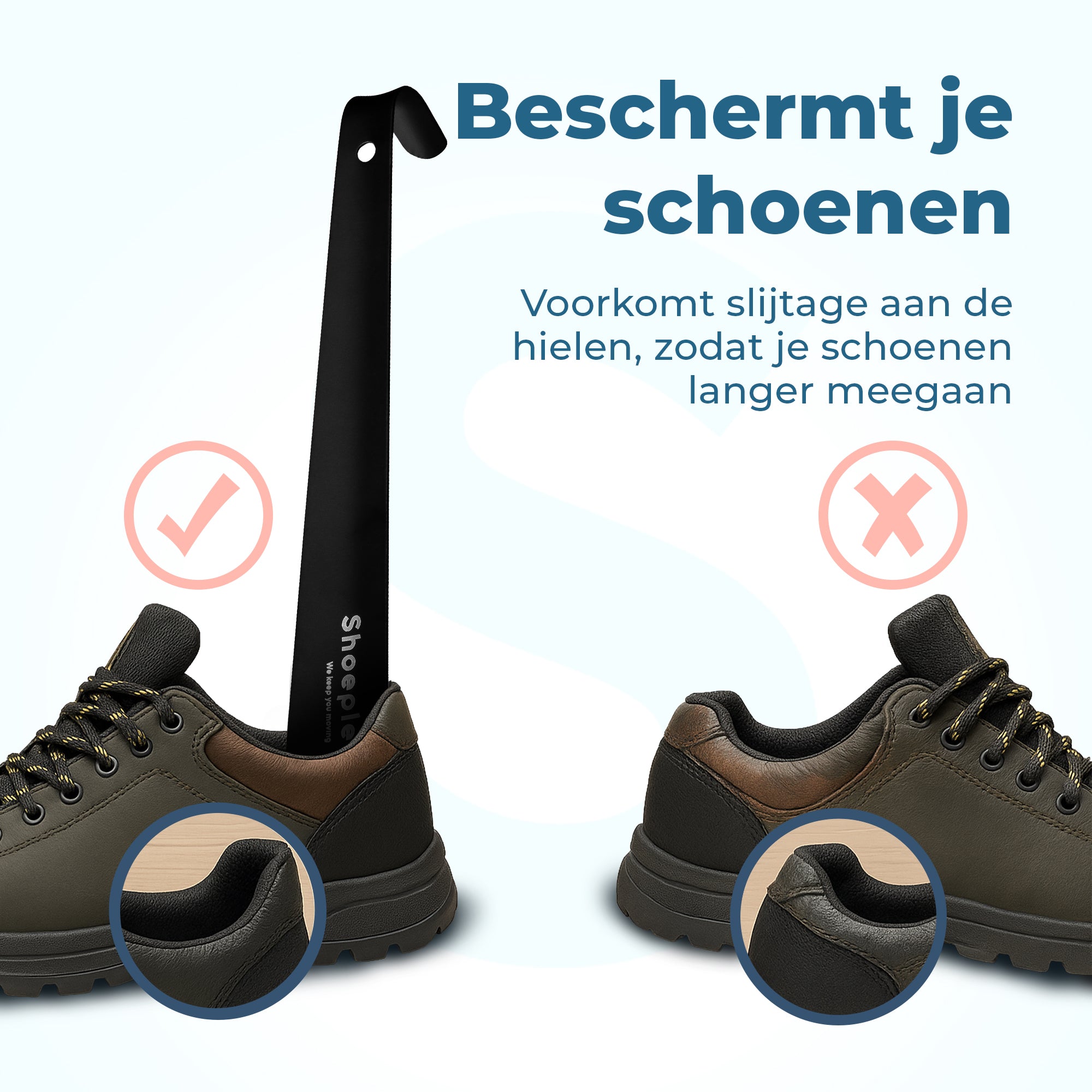 Shoeple Schoenlepel - 30cm Lang - RVS Duurzaam en extra sterk - Zwart