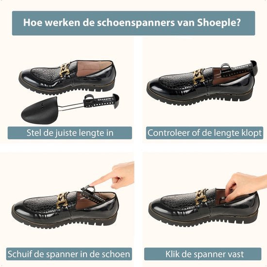 Shoeple Schoenspanner (2 stuks) Maat 38 t/m 45 - Schoenoprekker - Schoenvormer - Anti kreuk Sneaker - Zwart