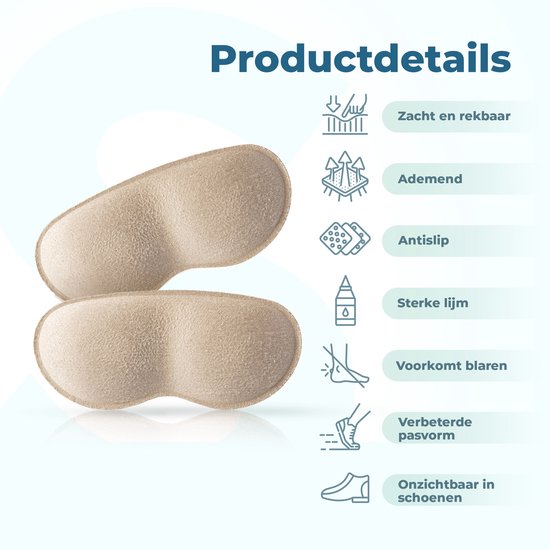 Shoeple Heelpad Comfortmax (6 stuks) - Hielkussentjes voor Schoenen - Schoenverkleiner - Antislip Hielzool - Hielbeschermer - Wit