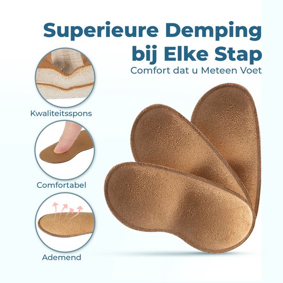 Shoeple Heelpad Comfortmax (6 stuks) - Hielkussentjes voor Schoenen - Schoenverkleiner - Antislip Hielzool - Hielbeschermer - Bruin