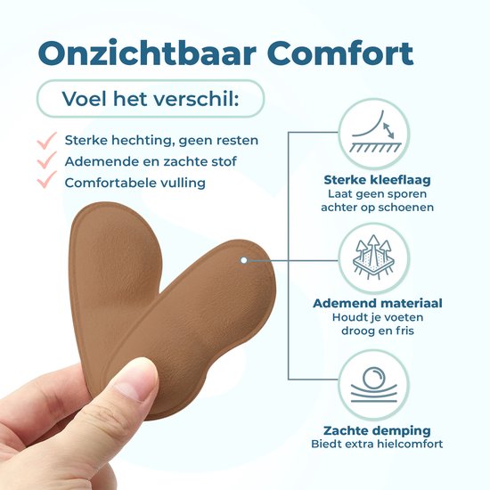 Shoeple Heelpad Comfortmax (6 stuks) - Hielkussentjes voor Schoenen - Schoenverkleiner - Antislip Hielzool - Hielbeschermer - Bruin