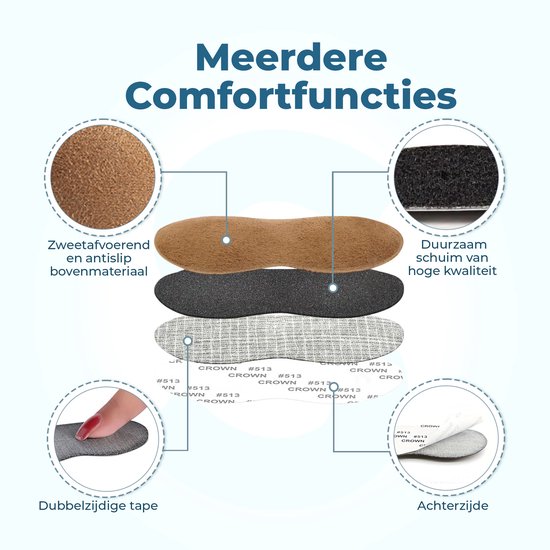 Shoeple Heelpad Comfortmax (6 stuks) - Hielkussentjes voor Schoenen - Schoenverkleiner - Antislip Hielzool - Hielbeschermer - Bruin