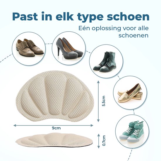 Shoeple Heelpad Flex (6 stuks) - Hielkussentjes voor Schoenen - Schoenverkleiner - Antislip Hielzool - Hielbeschermer - Beige