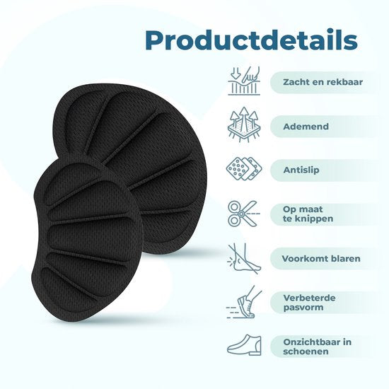 Shoeple Heelpad Flex (6 stuks) - Hielkussentjes voor Schoenen - Schoenverkleiner - Antislip Hielzool - Hielbeschermer - Zwart