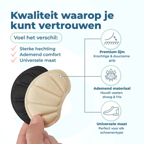 Shoeple Heelpad Flex (6 stuks) - Hielkussentjes voor Schoenen - Schoenverkleiner - Antislip Hielzool - Hielbeschermer - Zwart